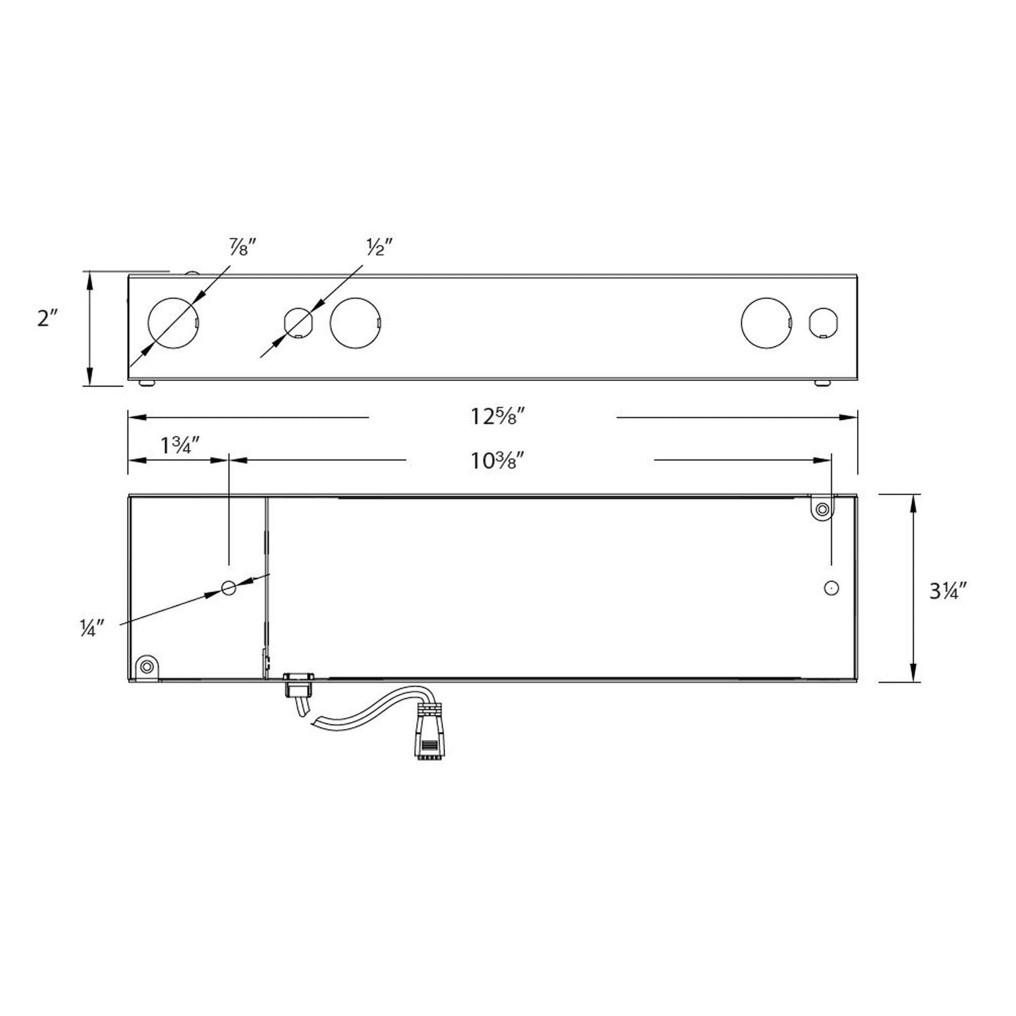 InvisiLED Enclosed 96W 24V Class 2 Power Supply - line drawing.