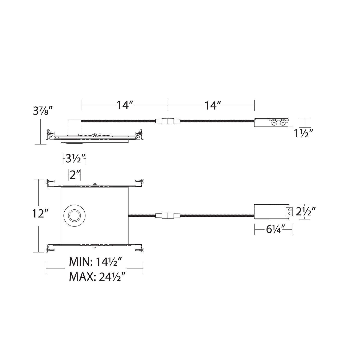 Ion 2 Inch Round LED Downlight - line drawing.