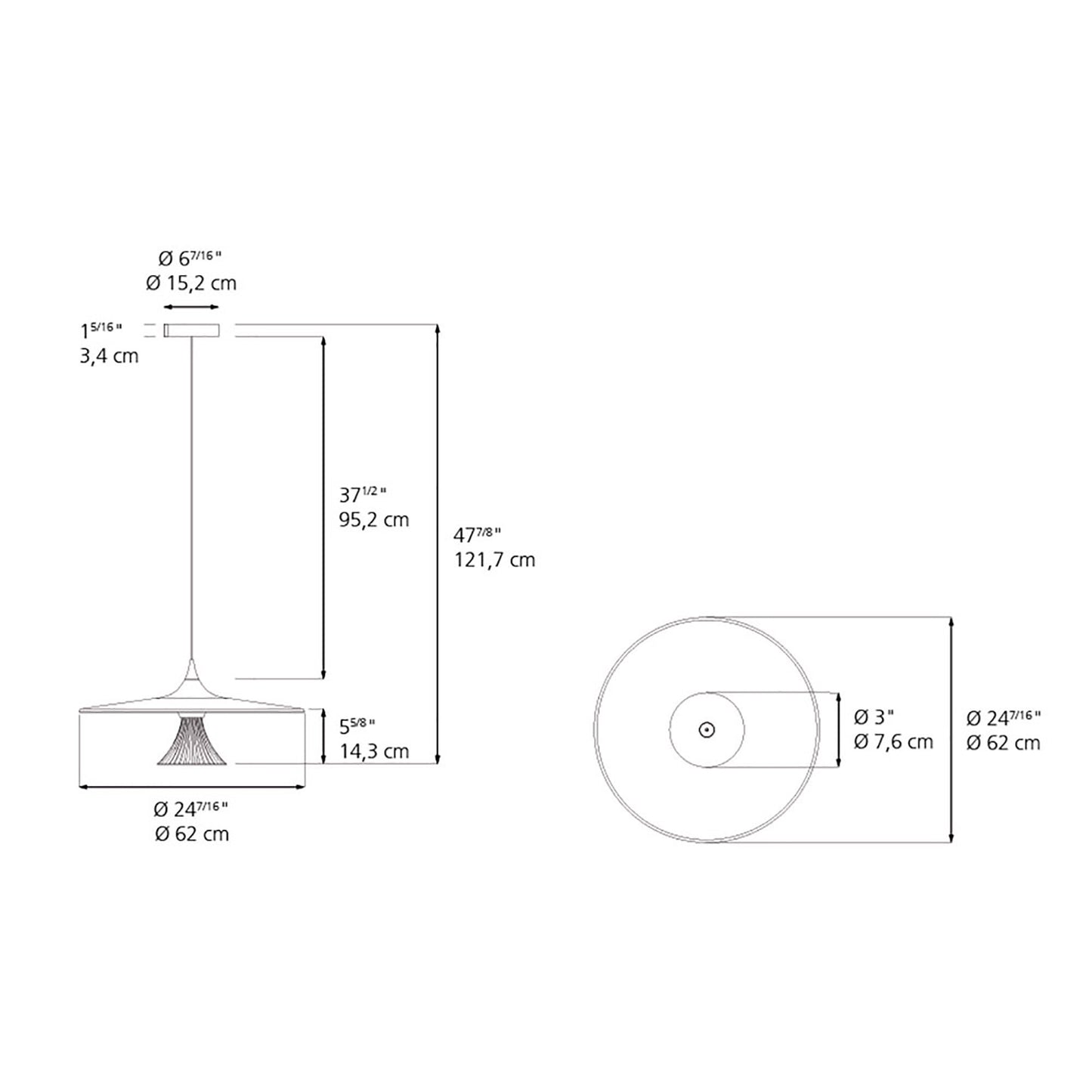 Ipno LED Pendant Light - line drawing.