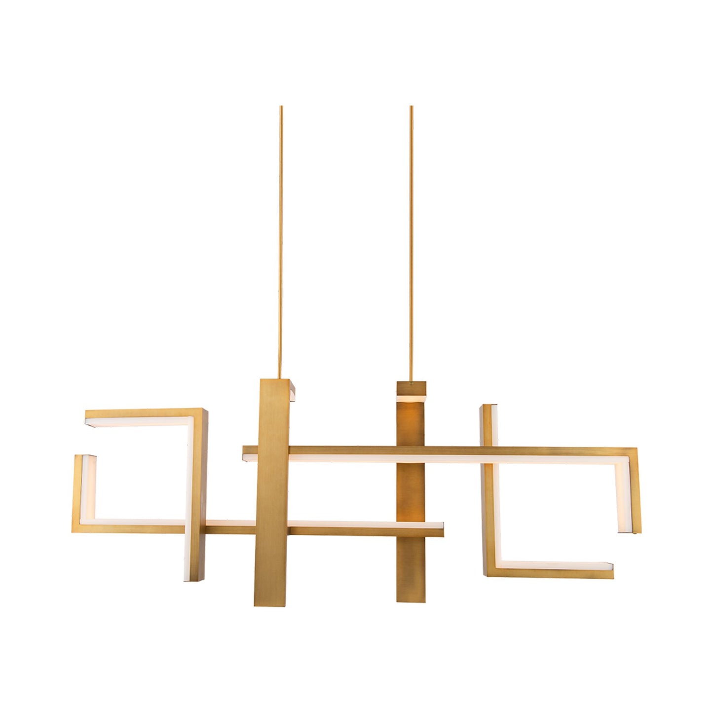 Jackal Linear LED Pendant Light in Aged Brass.