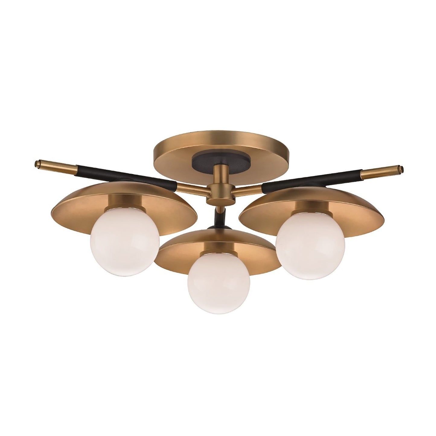 Julien LED Semi Flush Mount Ceiling Light in Aged Brass.