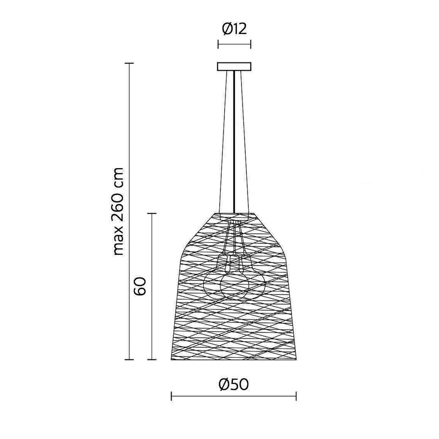 Black Out LED Pendant Light - line drawing.