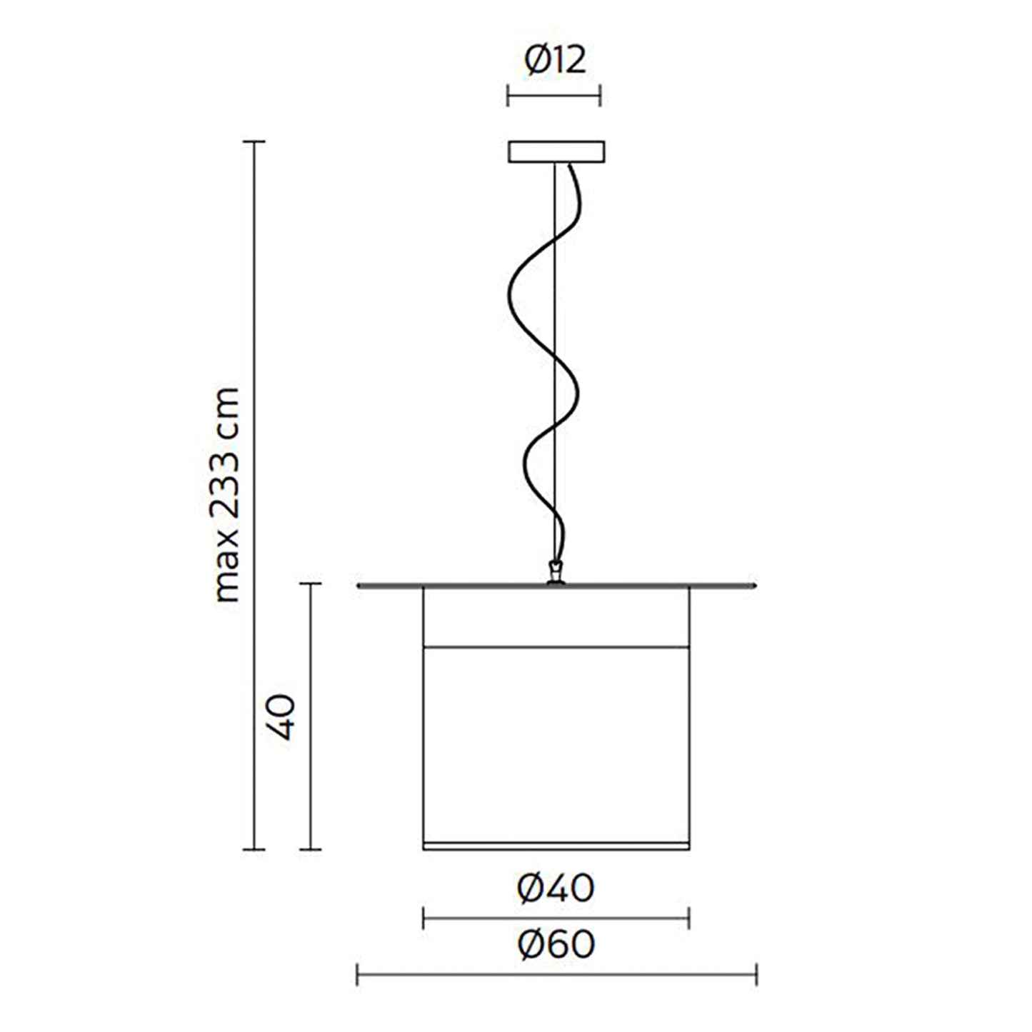 WOW! LED Pendant Light - line drawing.