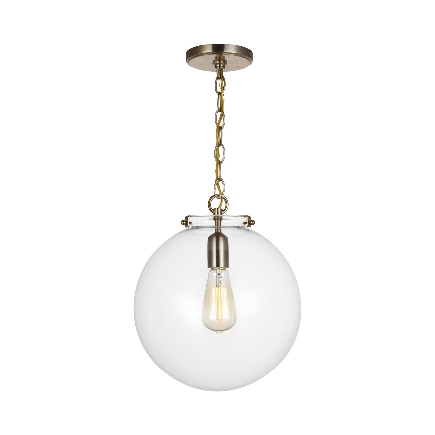 Kate Sphere Pendant Light in Satin Brass.
