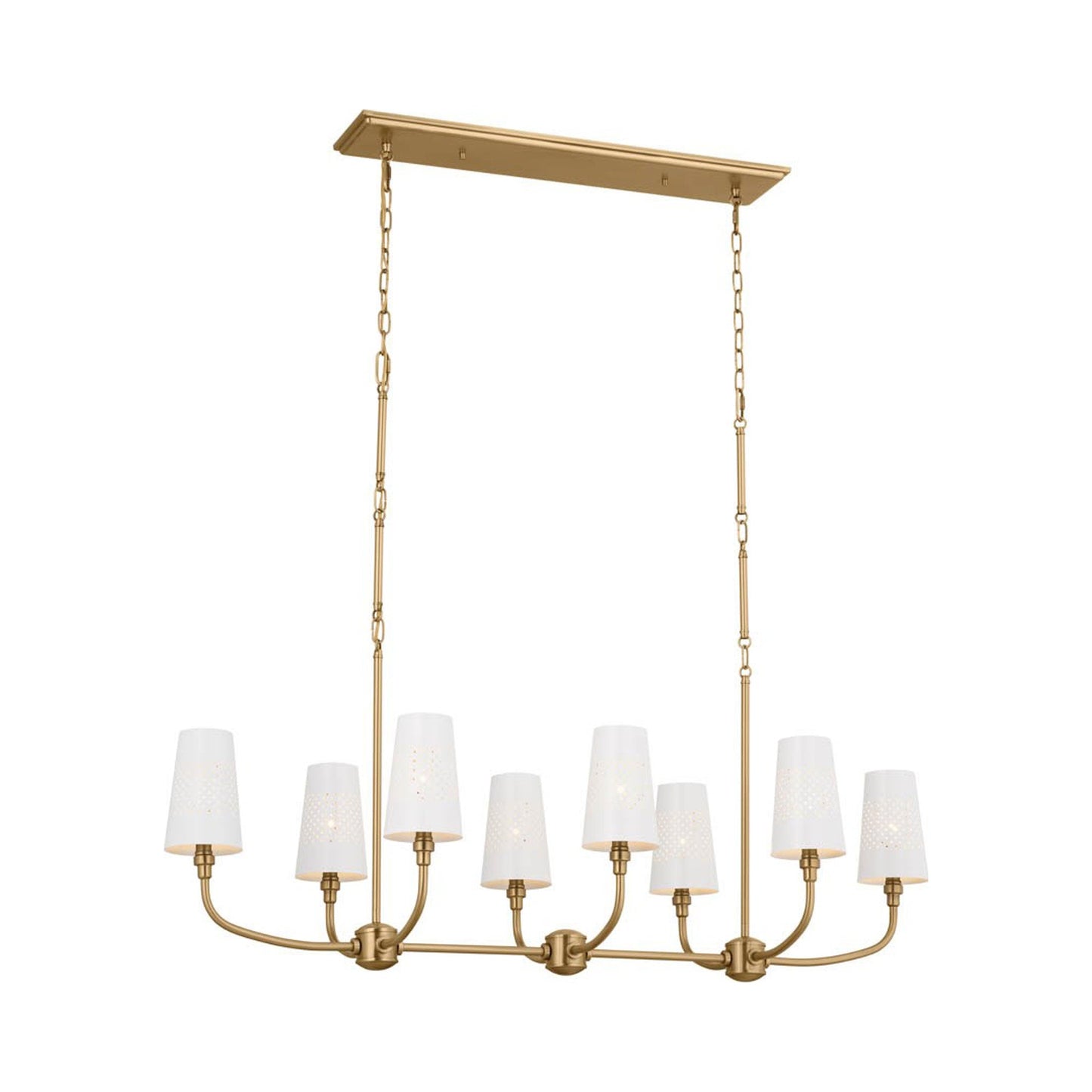 Adeena Linear Pendant Light in Brushed Natural Brass.