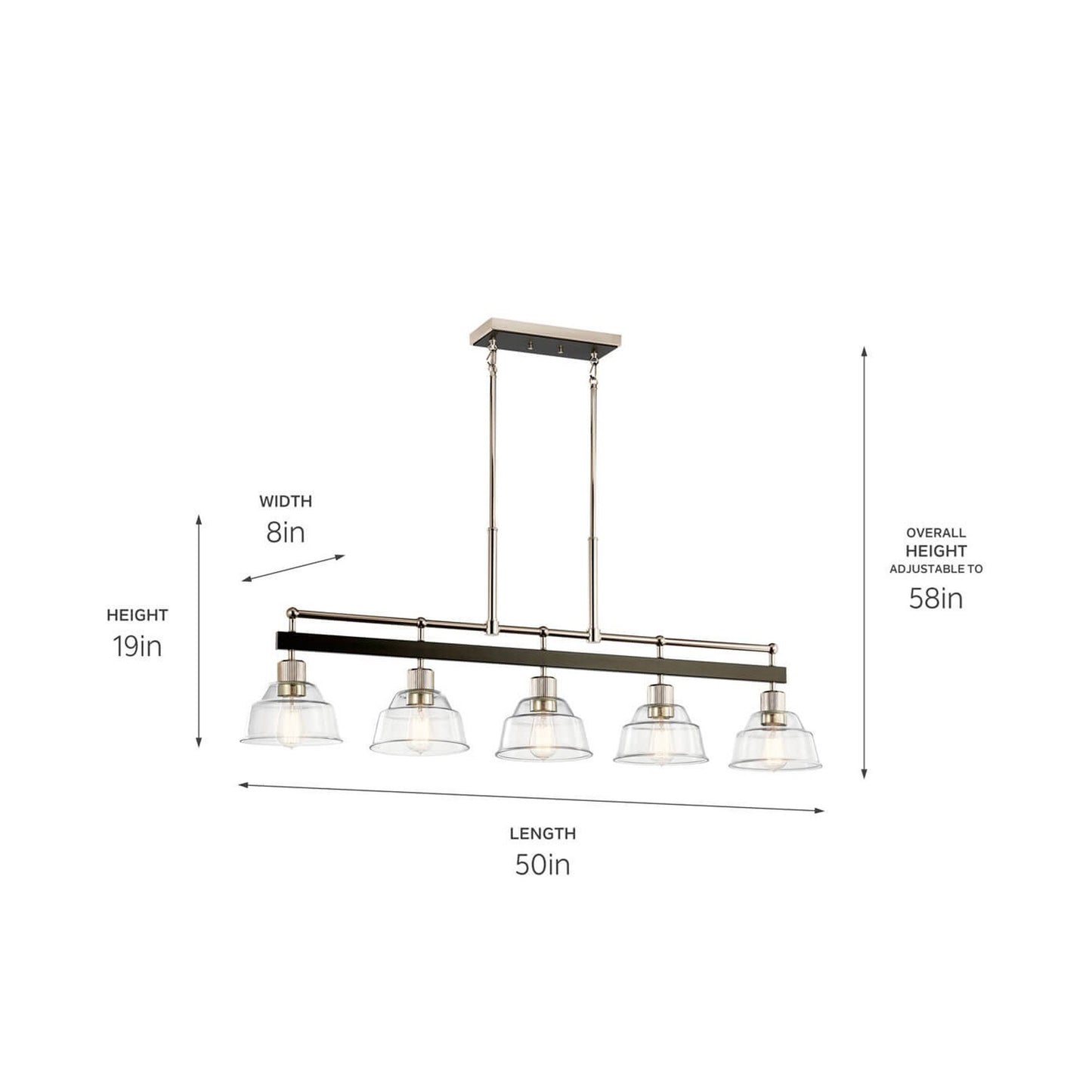Eastmont Linear Chandelier - line drawing.
