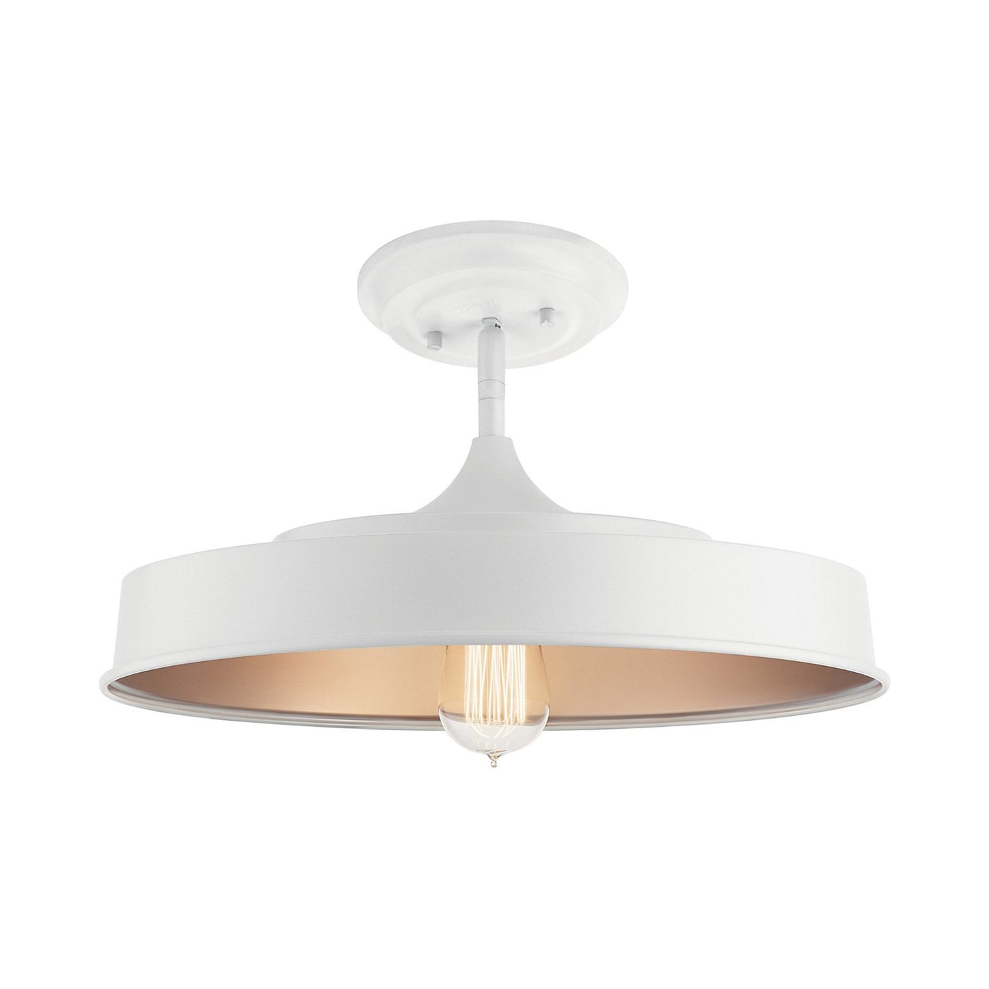 Elias LED Semi Flush Ceiling Light in White.