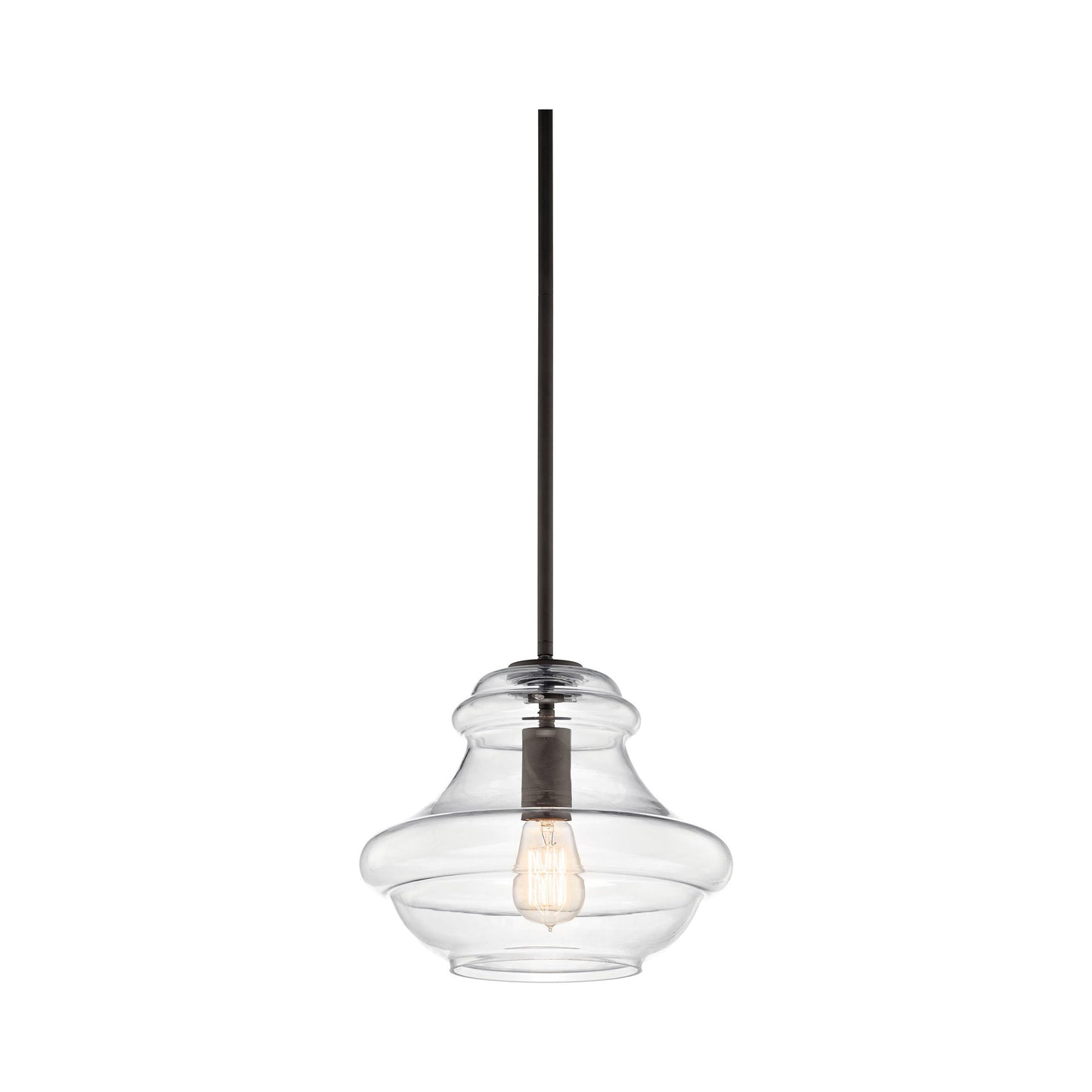 Everly Schoolhouse Pendant Light in Olde Bronze/Clear Glass.