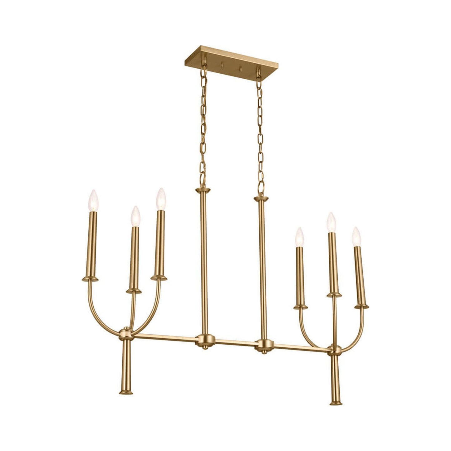 Florence Linear Pendant Light in Brushed Natural Brass.