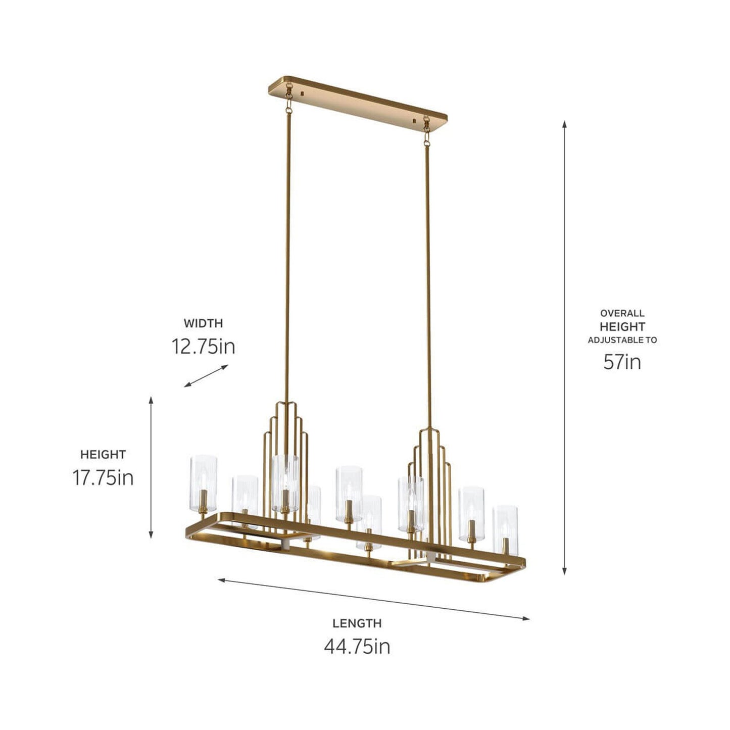 Kimrose Linear Pendant Light - line drawing.