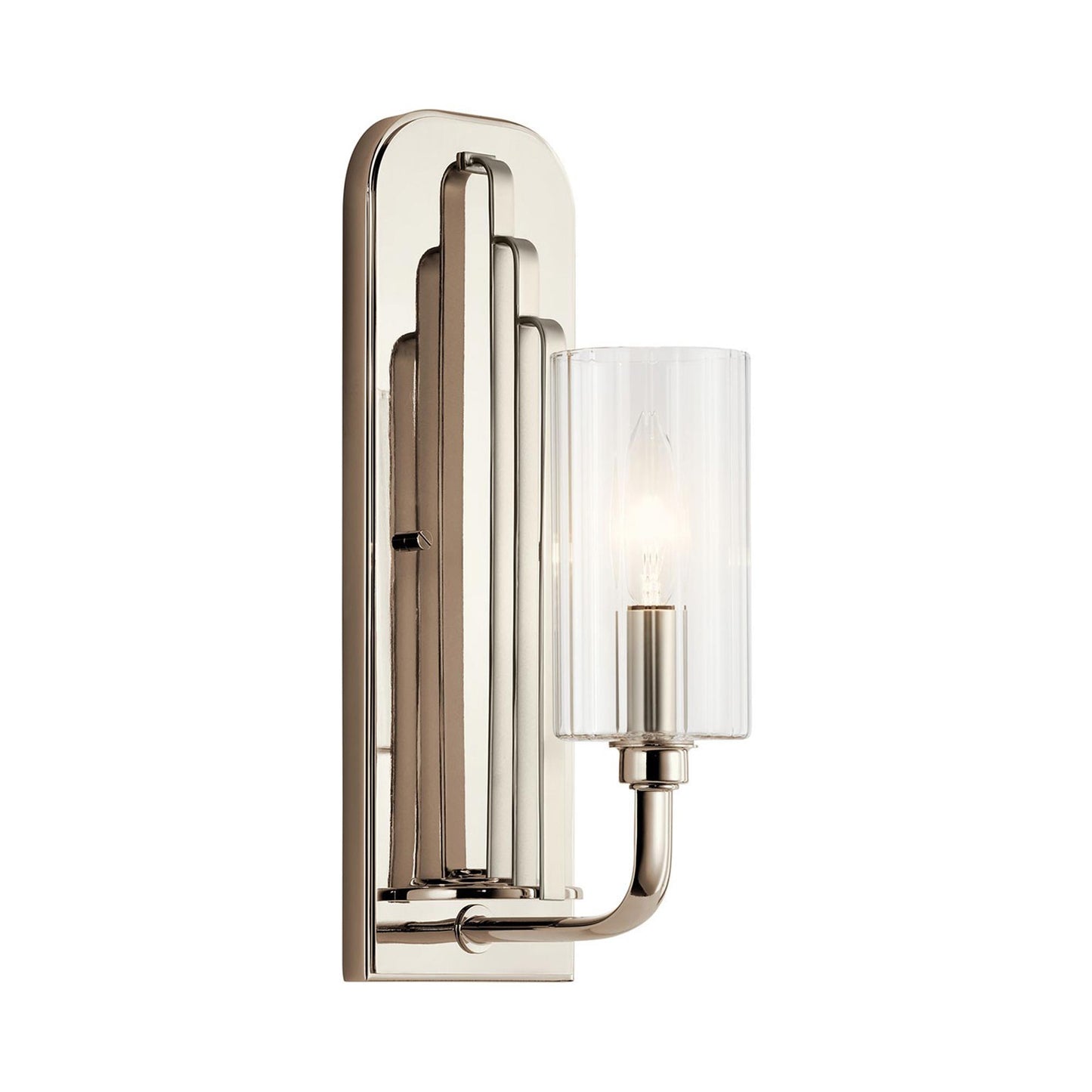 Kimrose Wall Light in Polished Nickel.