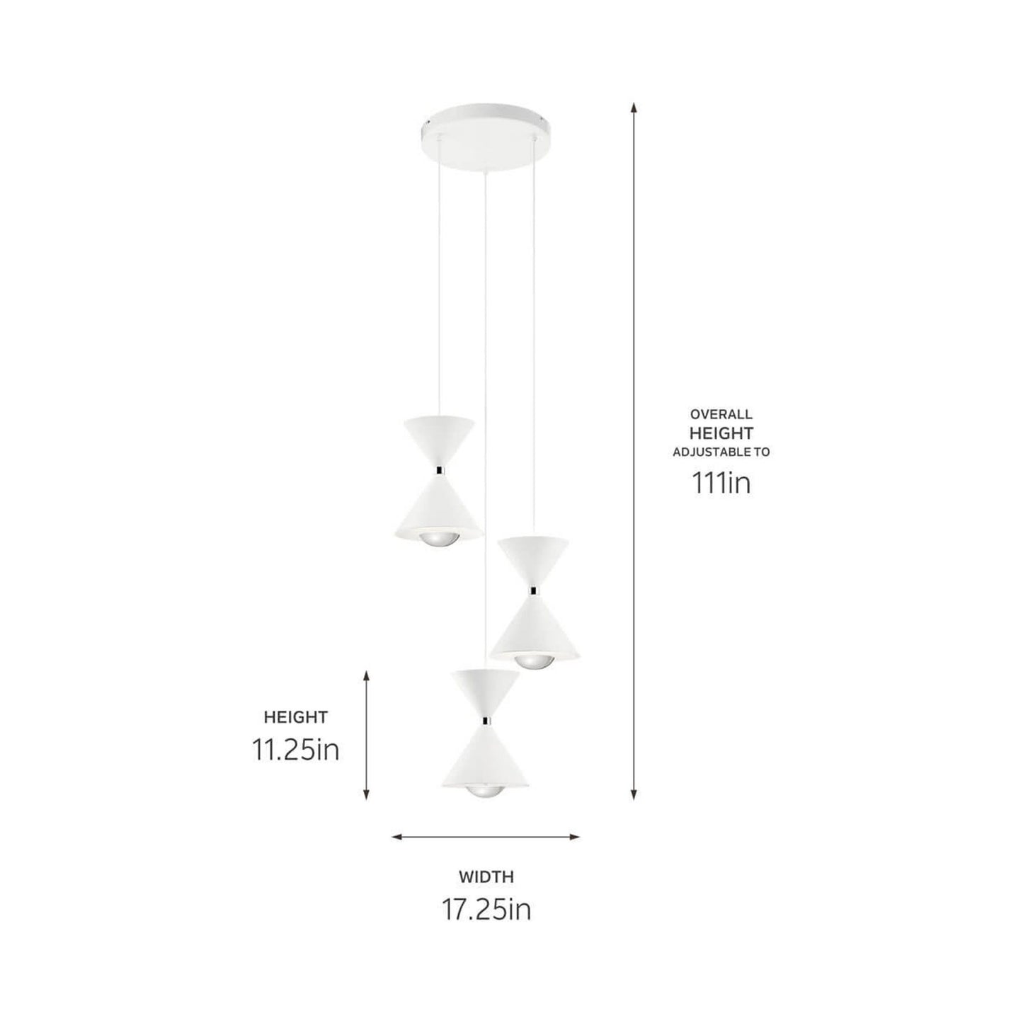 Kordan LED Multi-Light Pendant Light - line drawing.