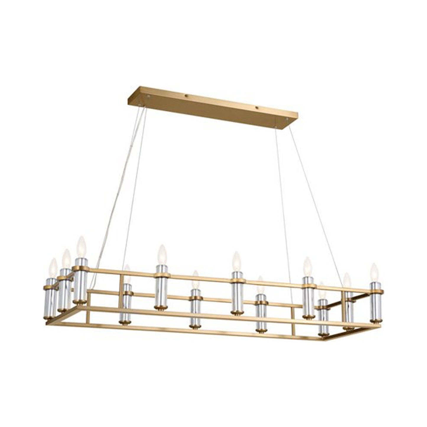 Rosalind Linear Pendant Light in Brushed Natural Brass.