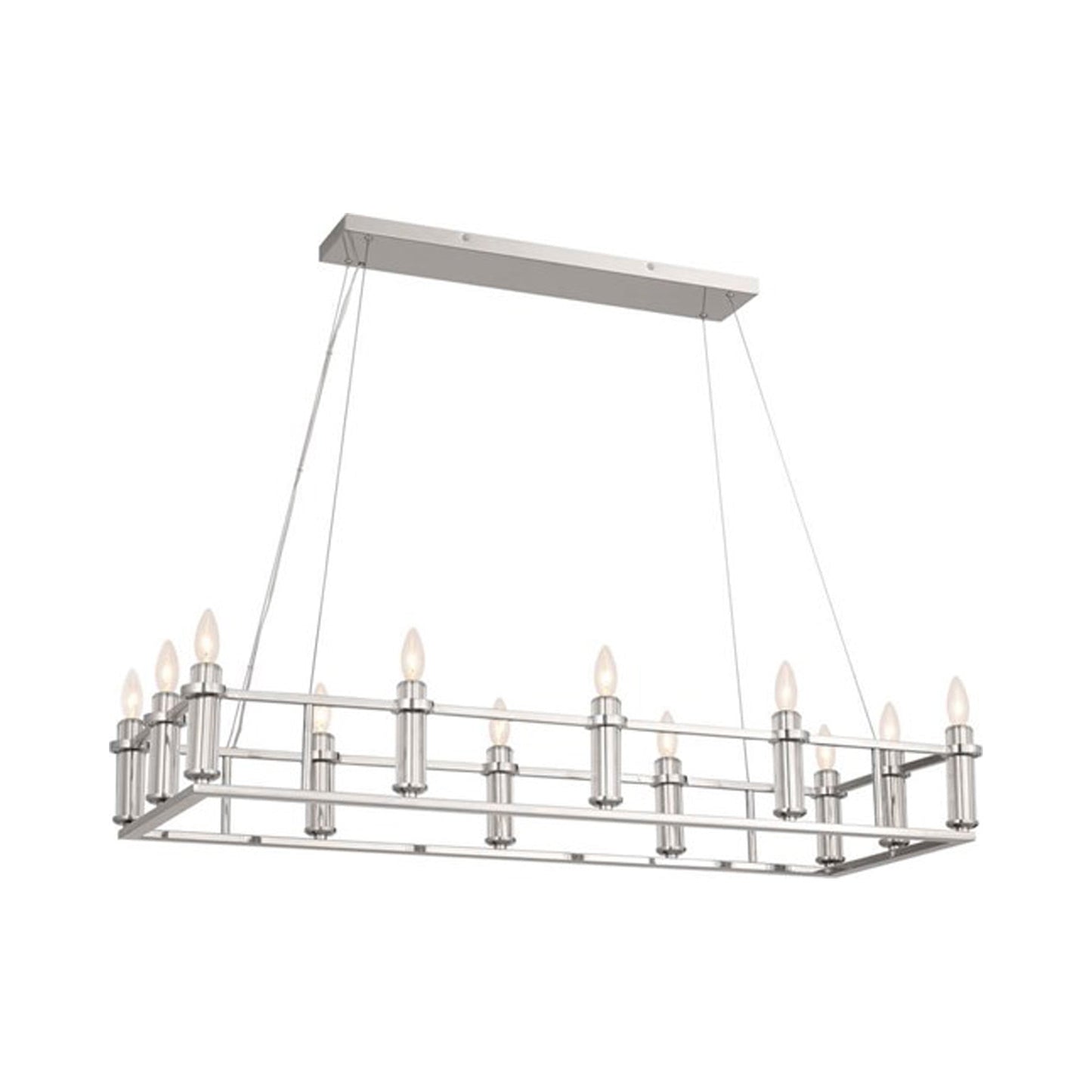 Rosalind Linear Pendant Light in Polished Nickel.