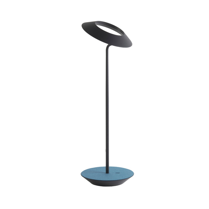 Royyo LED Desk Lamp in Matte Black and Azure Felt.