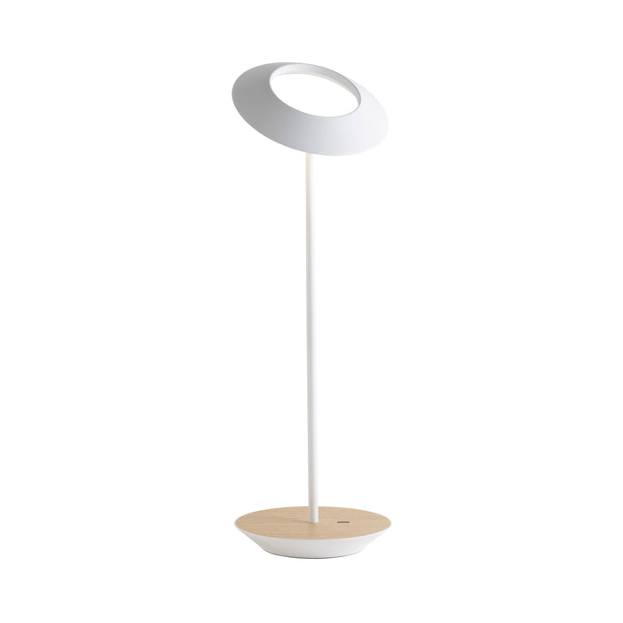 Royyo LED Desk Lamp in Matte White and White Oak.