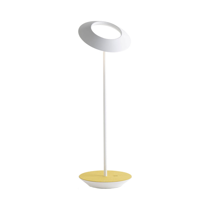 Royyo LED Desk Lamp in Matte White and Honeydew Felt.