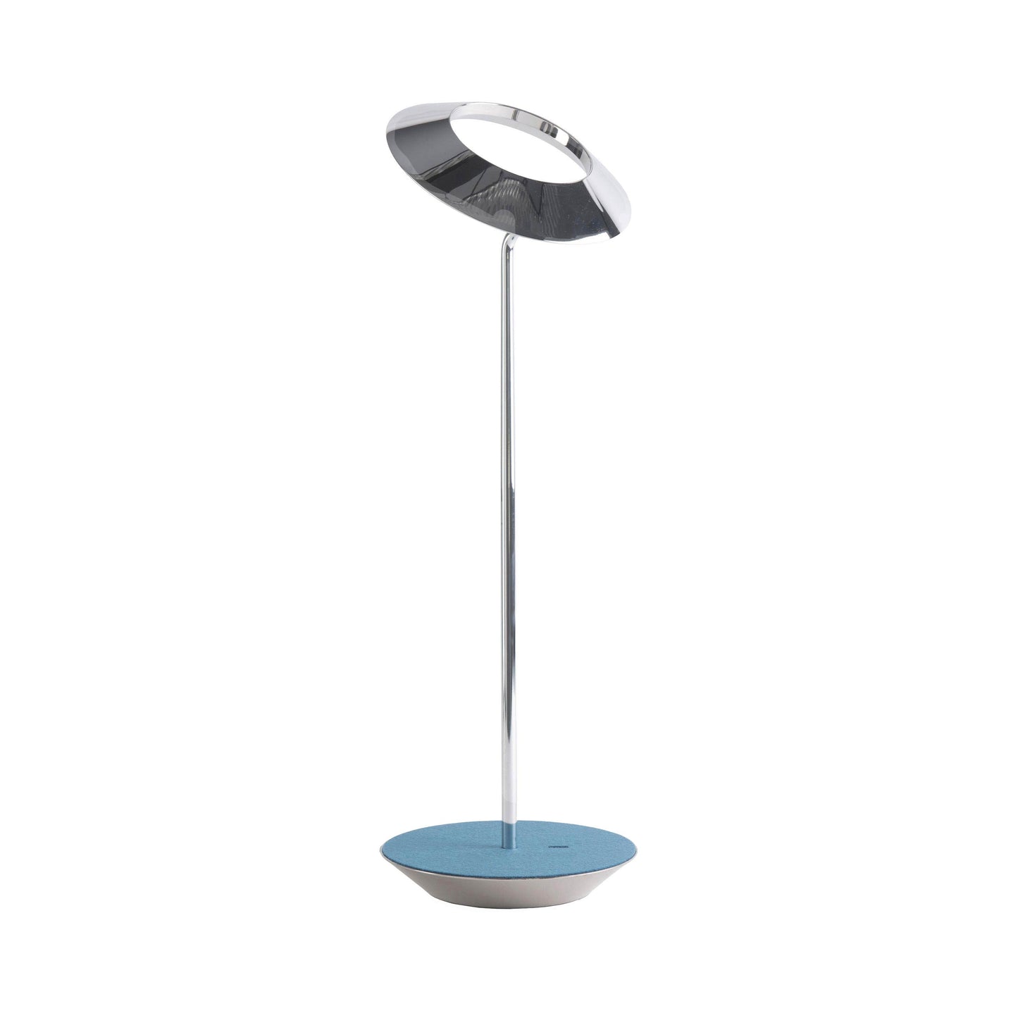 Royyo LED Desk Lamp in Chrome and Azure Felt.