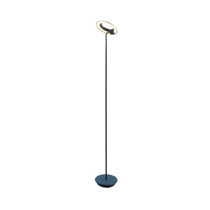 Royyo LED Floor Lamp in Matte Black and Azure Felt.
