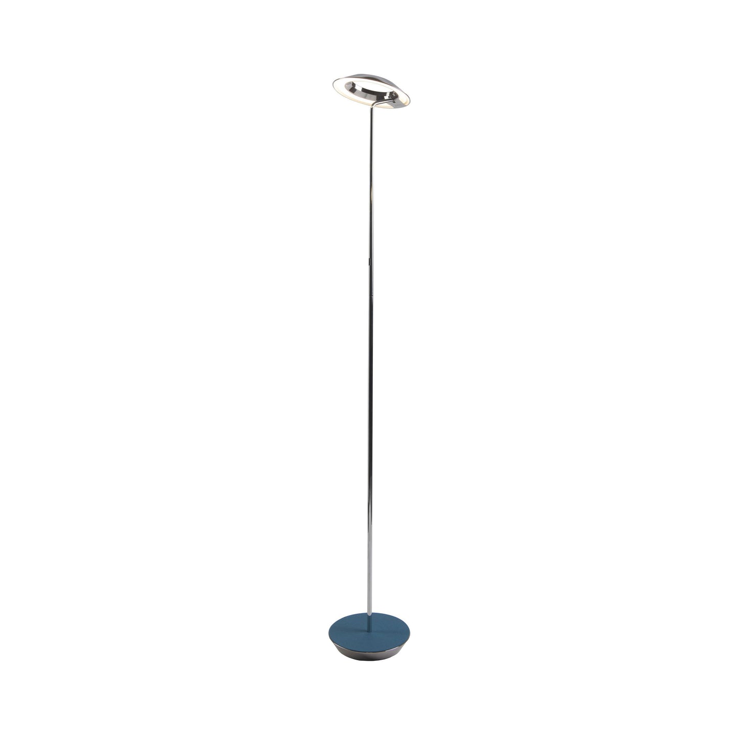 Royyo LED Floor Lamp in Chrome and Azure Felt.