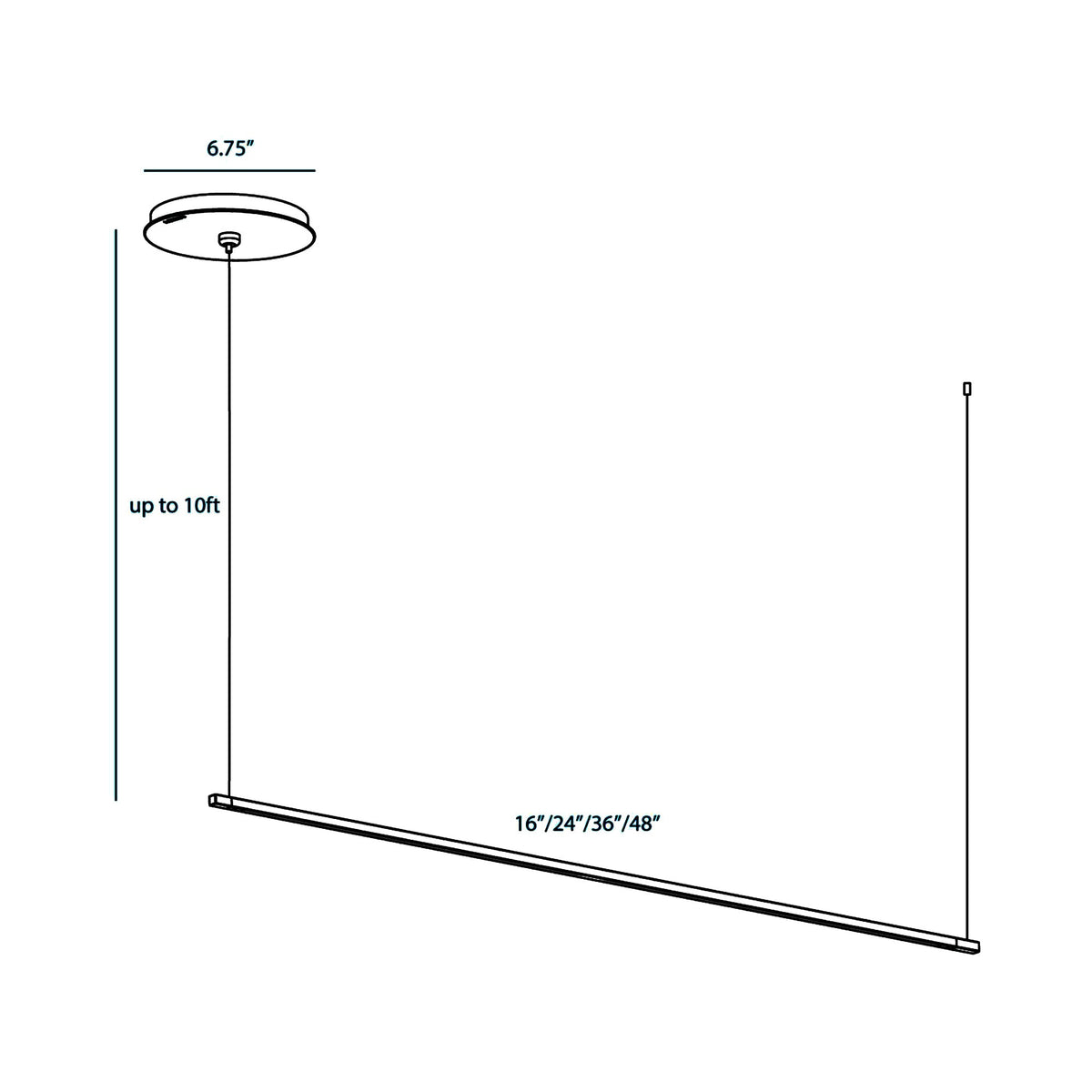 Z-Bar Linear LED Pendant Light - line drawing.