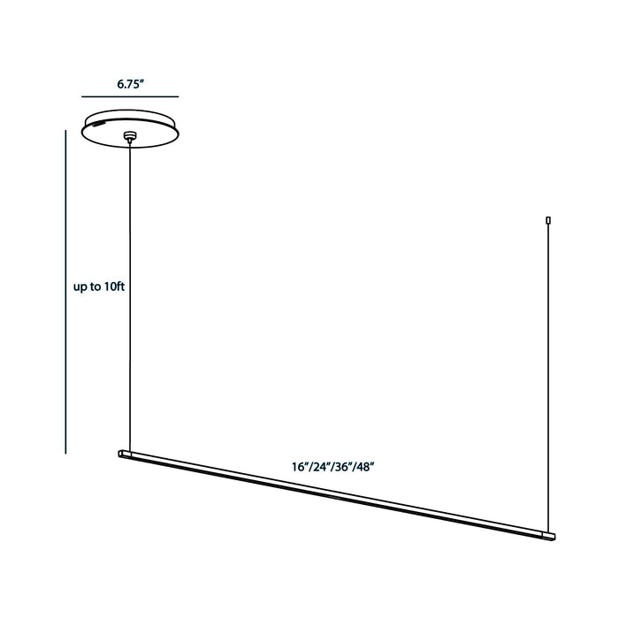 Z-Bar Linear LED Pendant Light - line drawing.