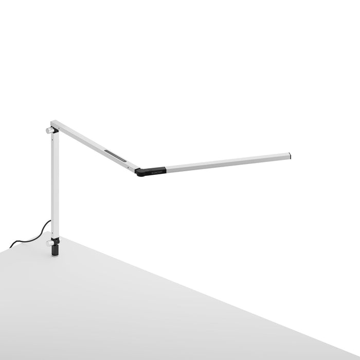 Z-Bar Mini LED Desk Lamp in White/Through-Table Mount.