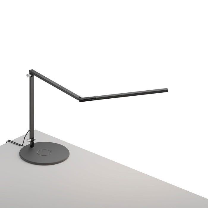 Z-Bar Mini LED Desk Lamp in Metallic Black/Wireless Charging Qi Base.