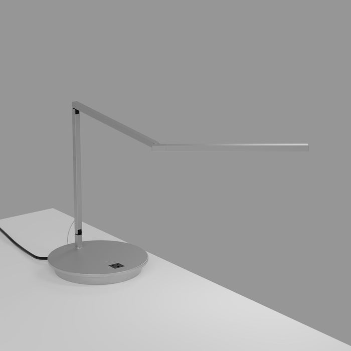 Z-Bar Mini LED Desk Lamp in Silver/Cool White Light/Power Base.