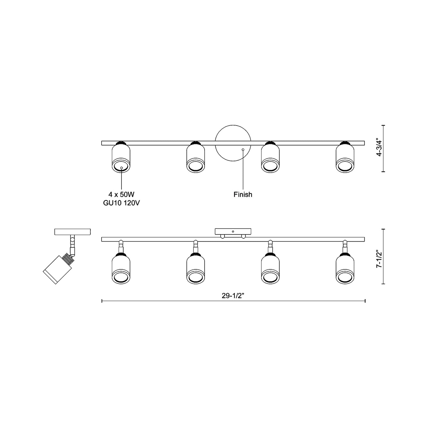 Belfast Track Light - line drawing.