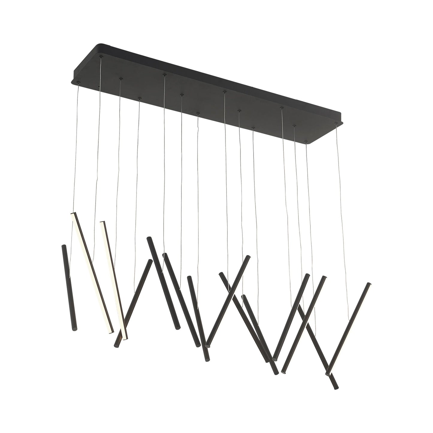 Chute LED Linear Multi Light Pendant Light in Black.