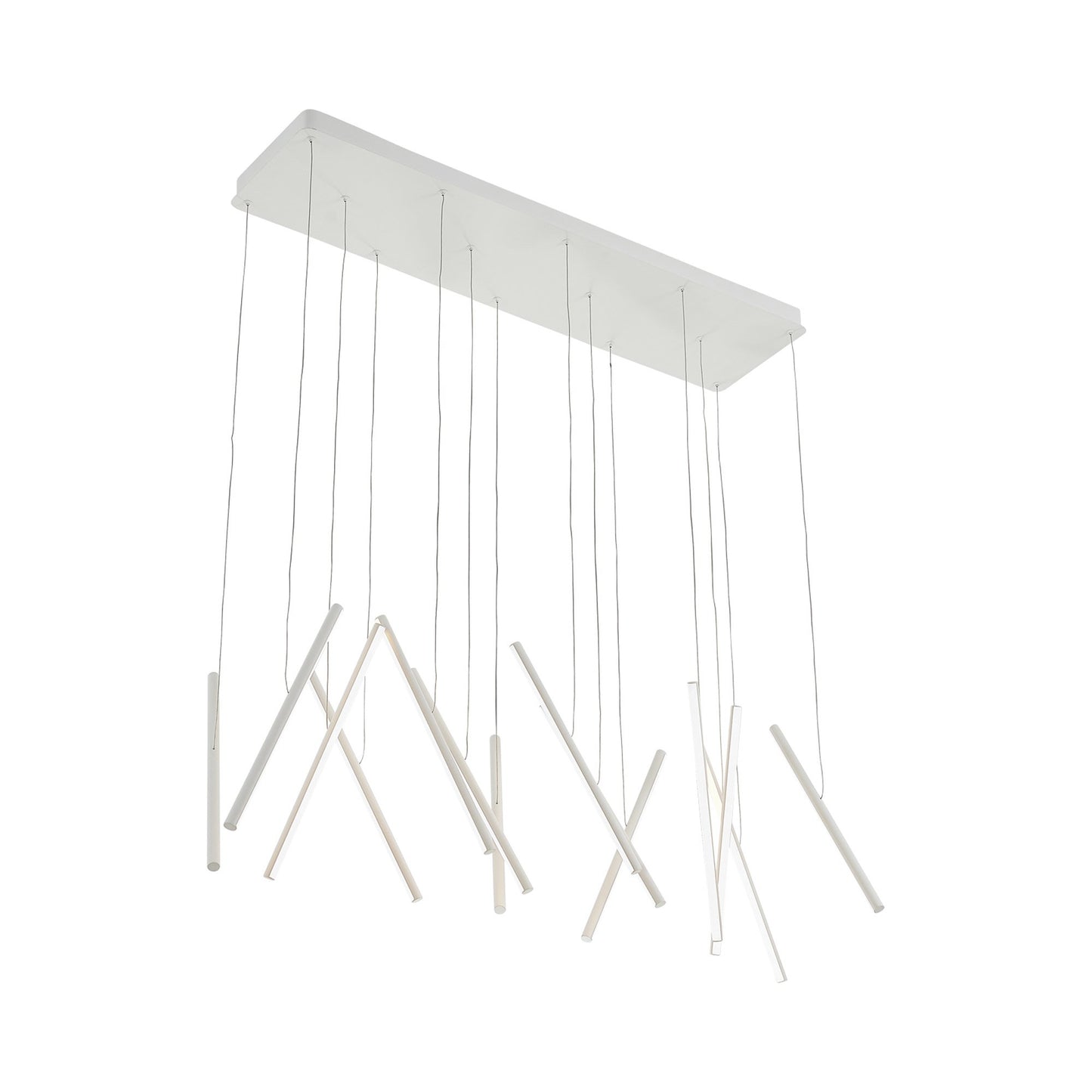 Chute LED Linear Multi Light Pendant Light in White.
