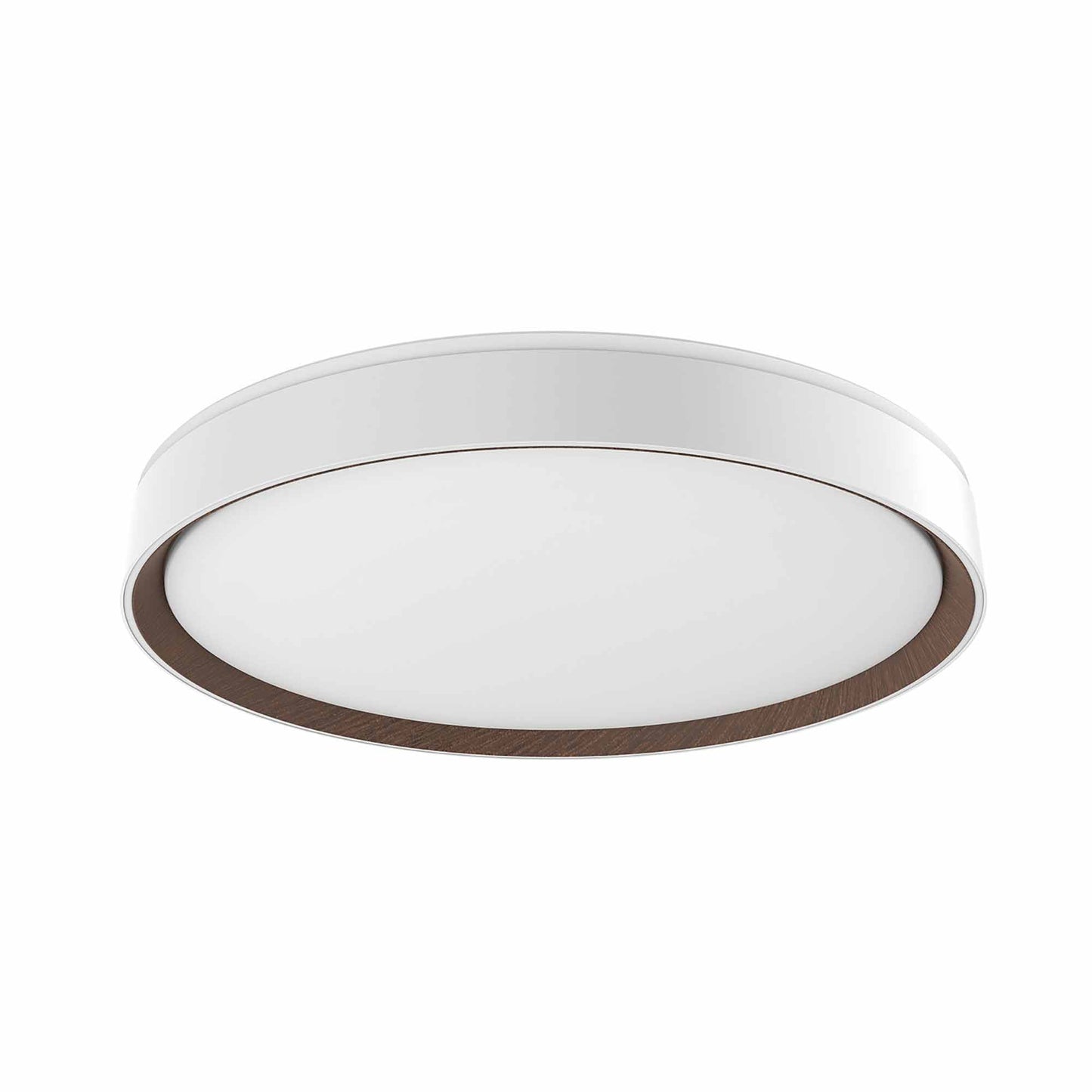 Essex LED Flush Mount Ceiling Light in White/Walnut (Large).