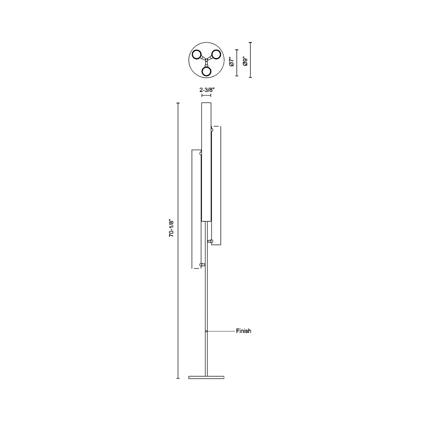 Gramercy LED Floor Lamp - line drawing.