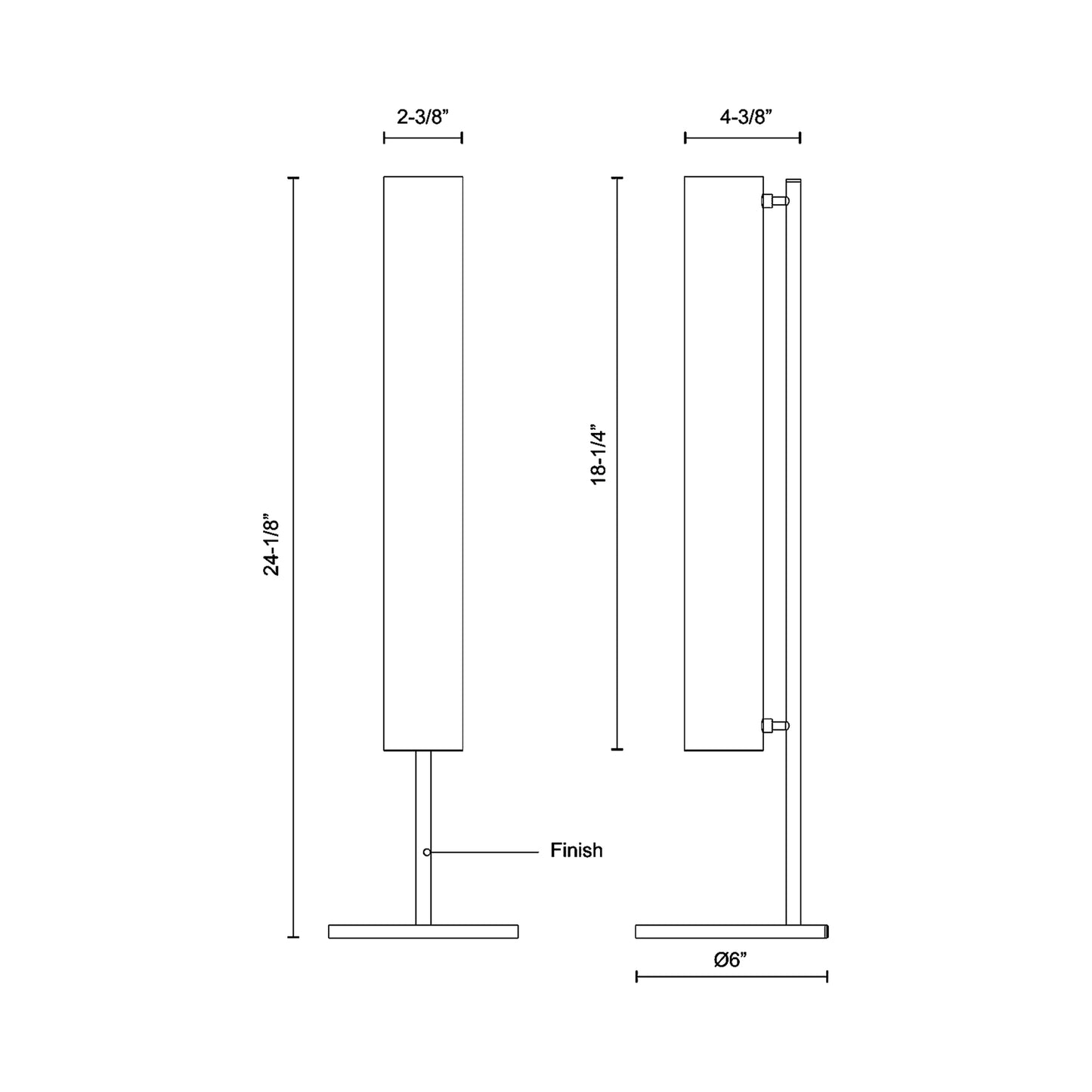 Gramercy LED Table Lamp - line drawing.