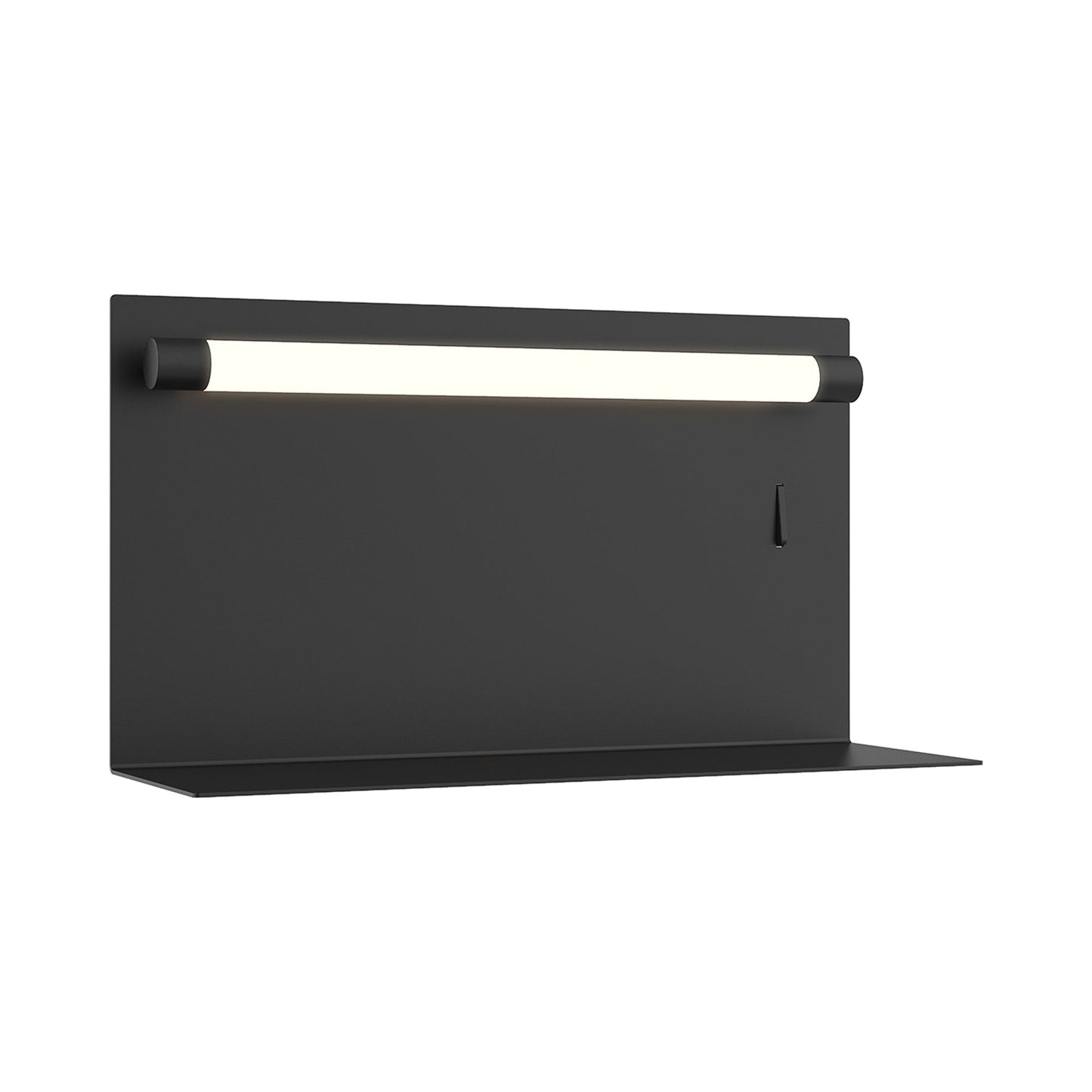 Dresden LED Tube Wall Light With Shelf in Black.