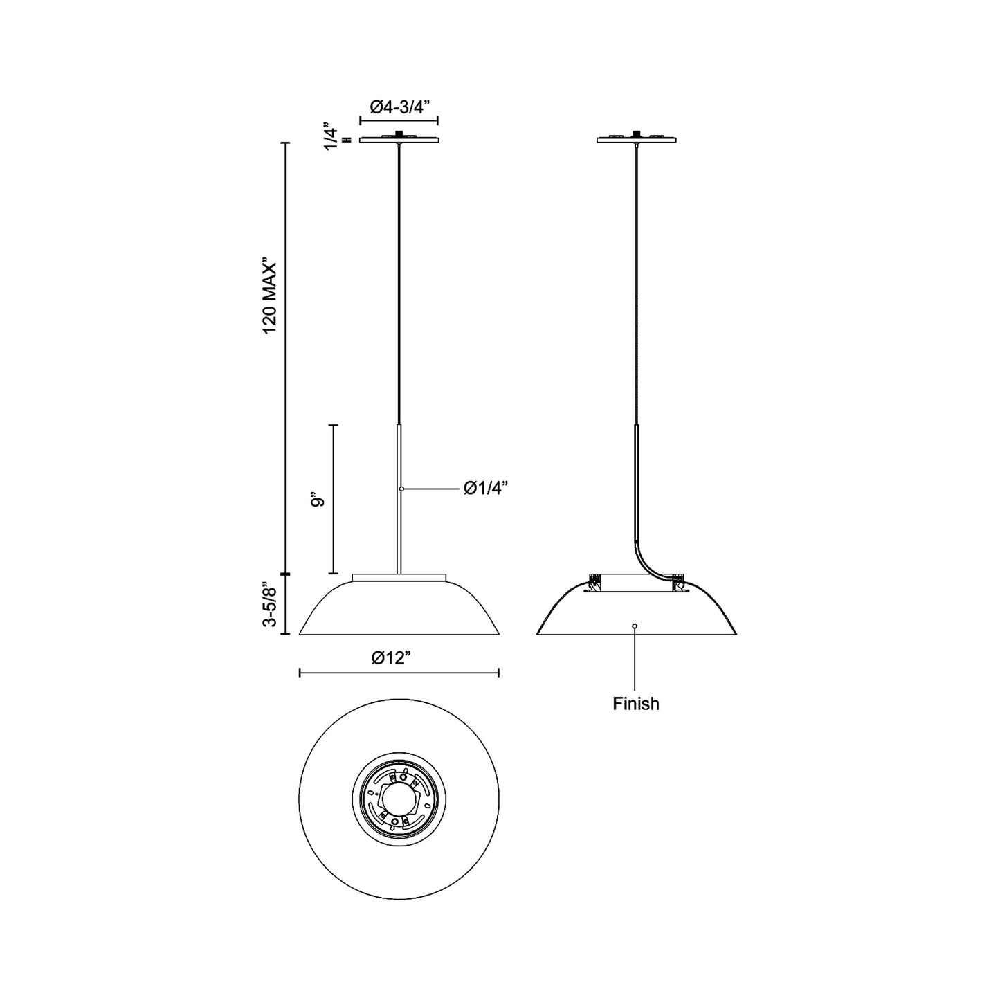 Magellan LED Pendant Light - line drawing.