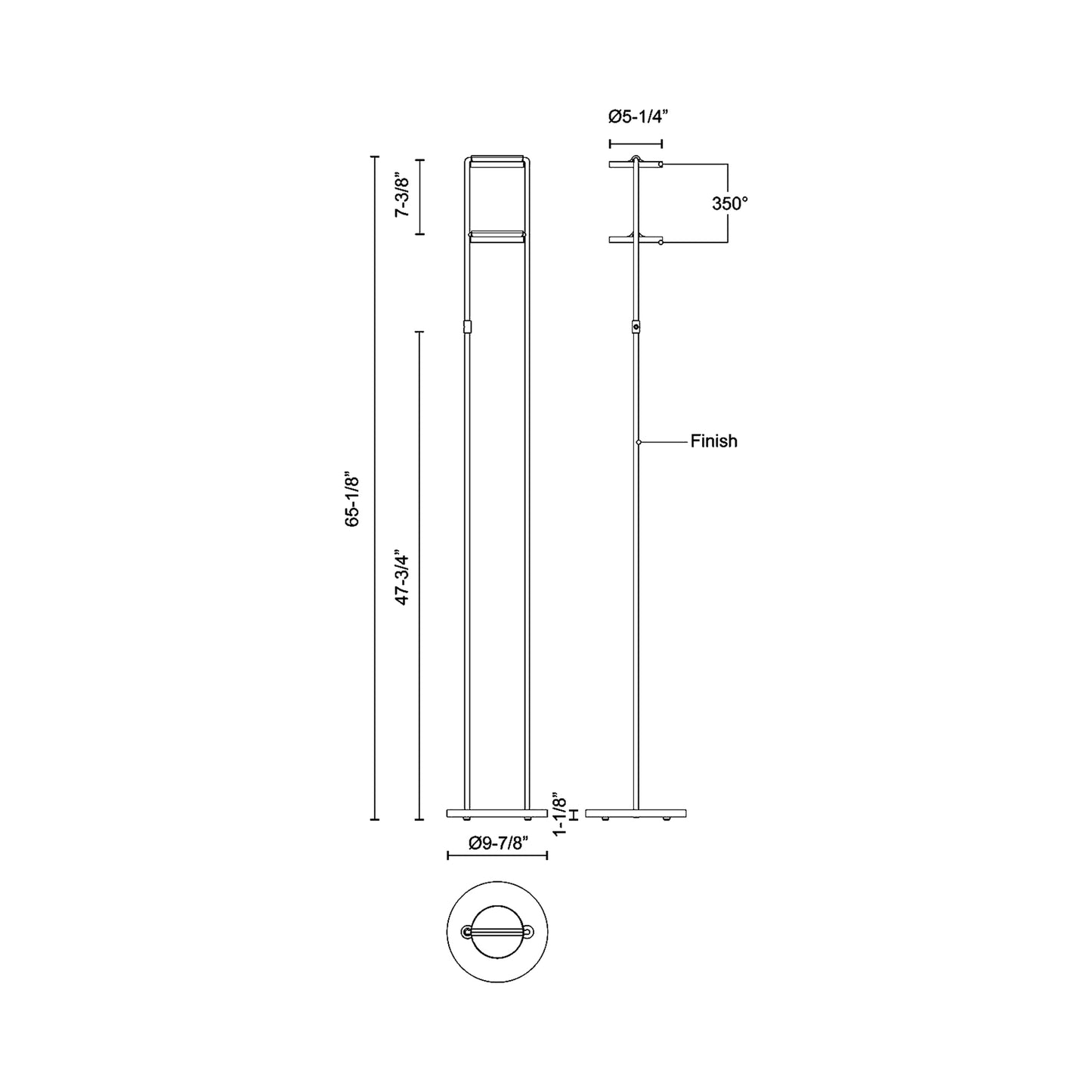 Novel LED Floor Lamp - line drawing.