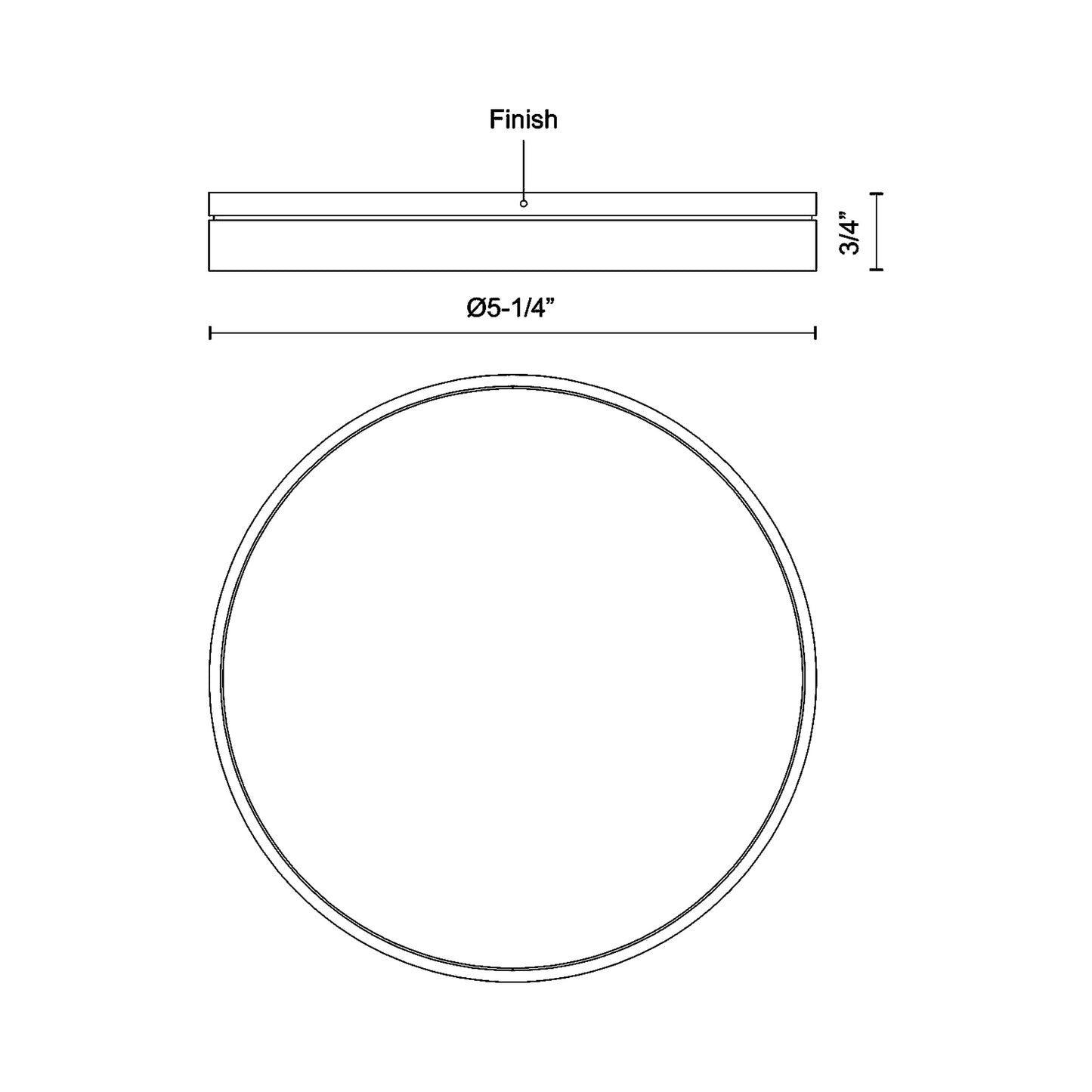 Novel LED Flush Mount Ceiling Light - line drawing.