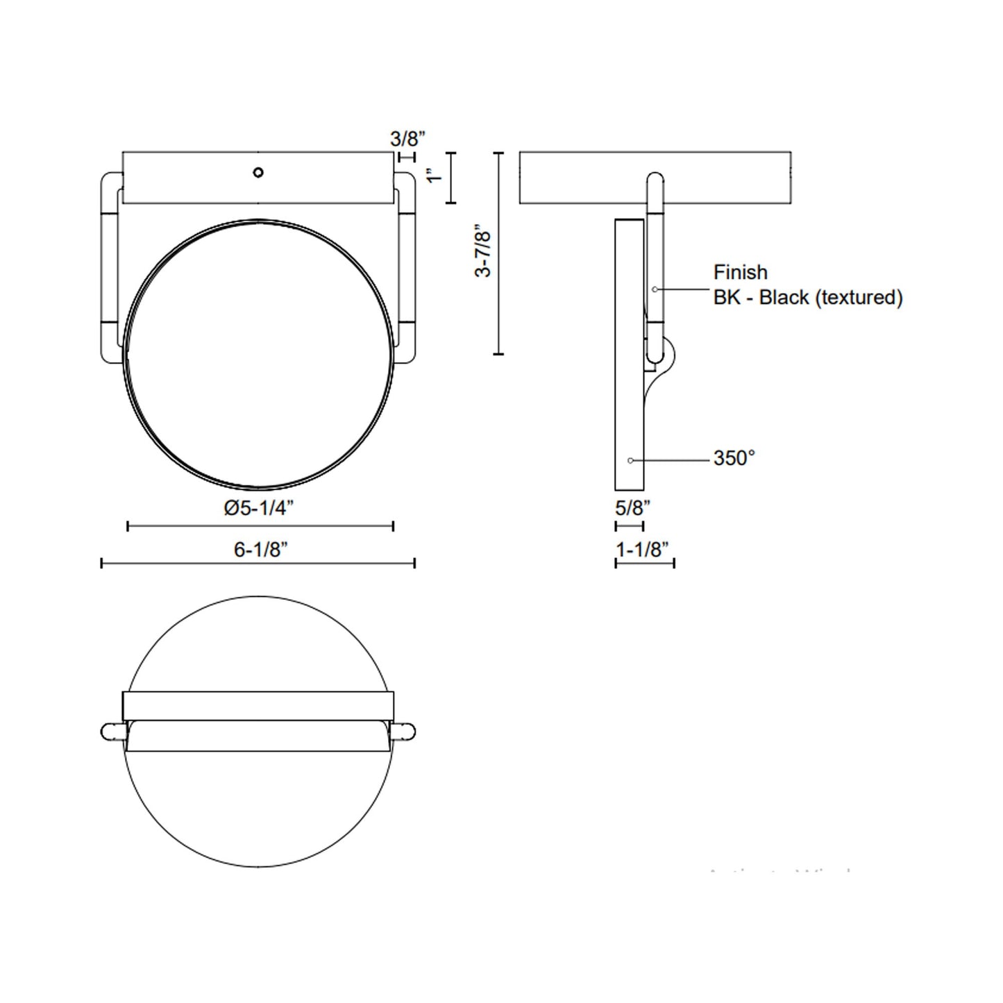 Novel LED Semi Flush Mount Ceiling Light - line drawing.