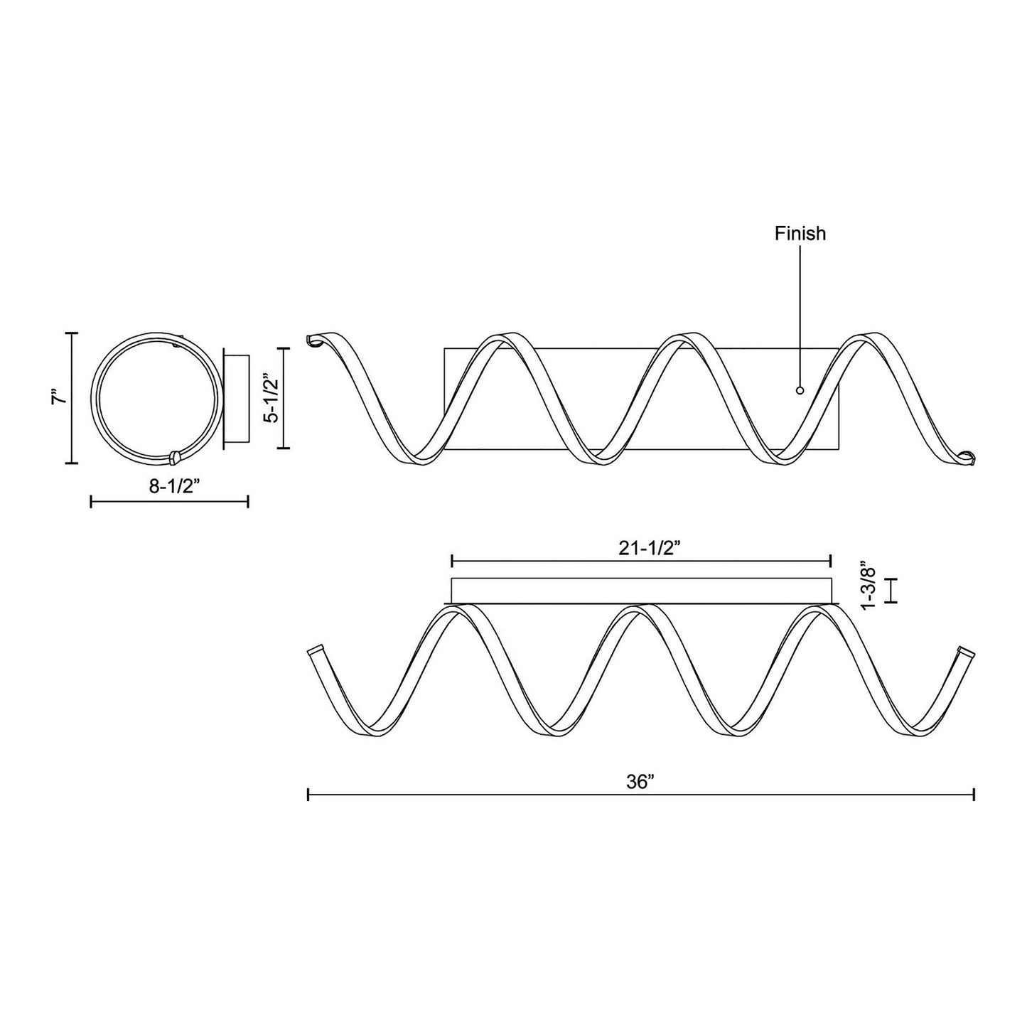 Synergy LED Wall Light - line drawing.