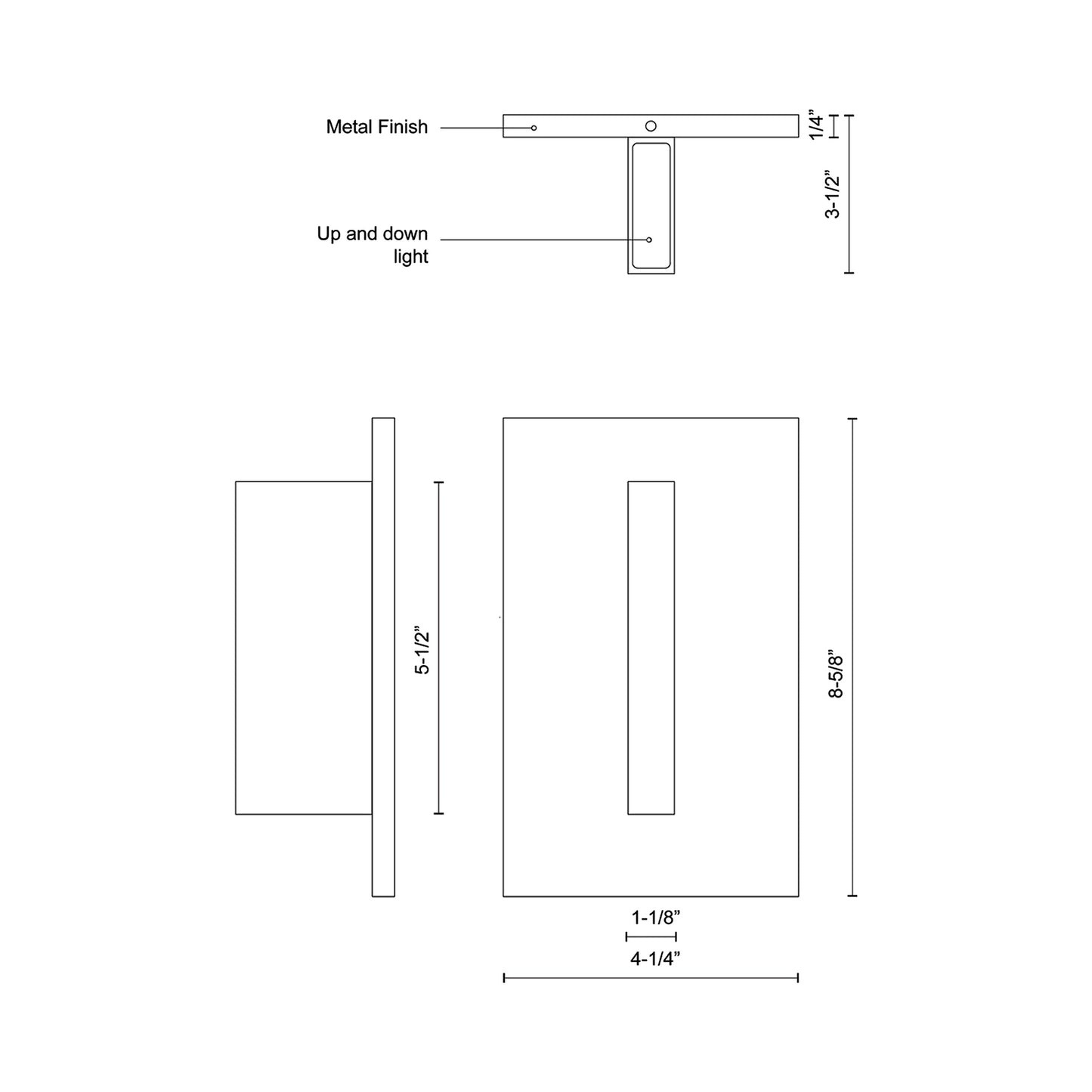 Vista Outdoor LED Wall Light - line drawing.