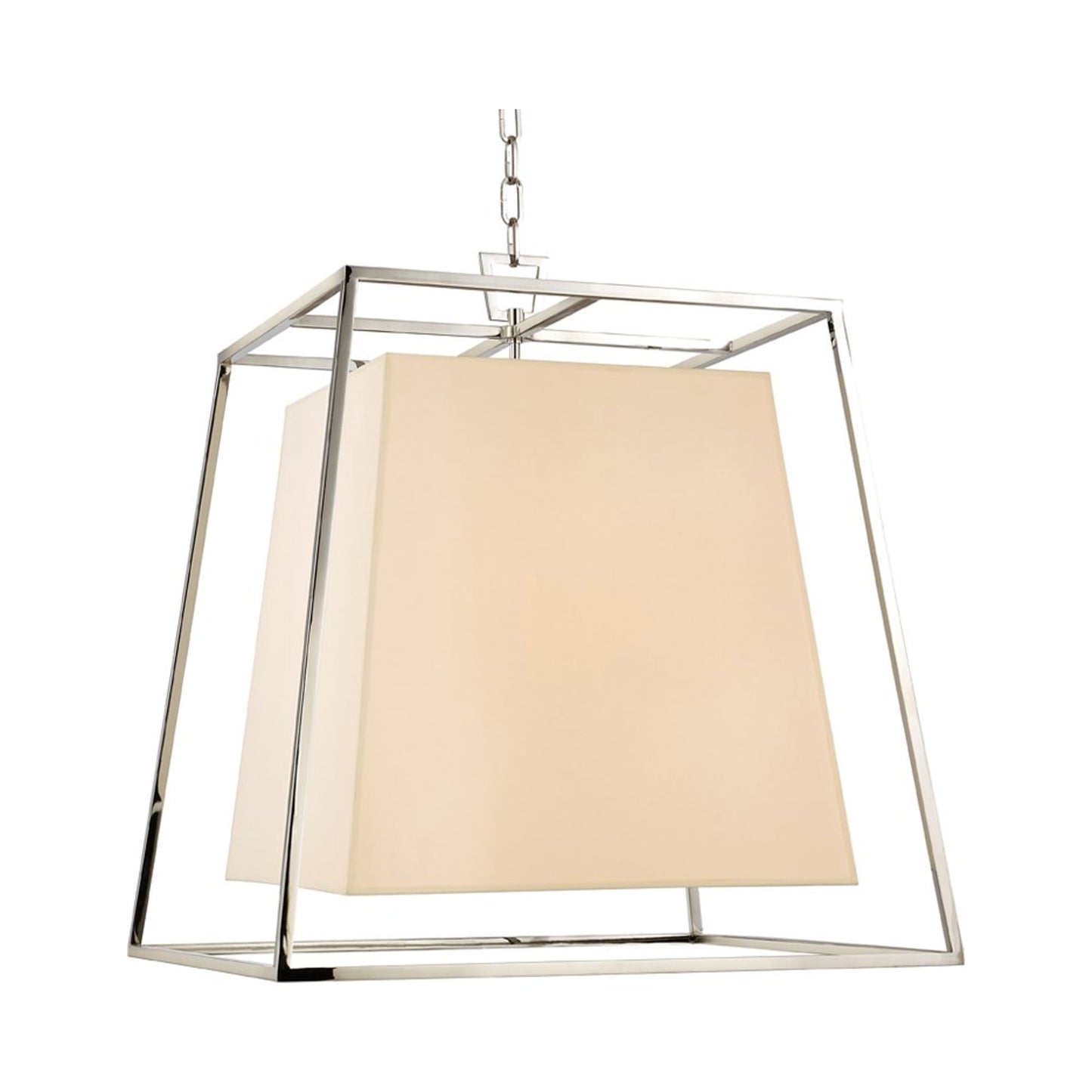 Kyle Chandelier in Polished Nickel/Cream.