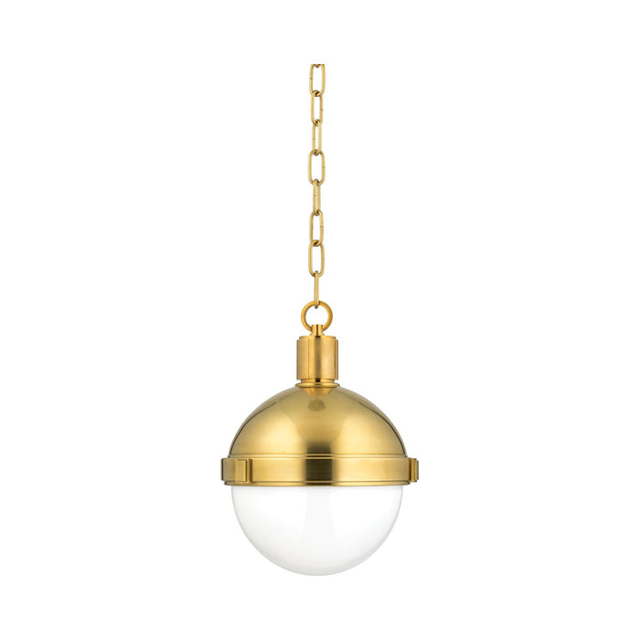 Lampbert Pendant Light in Small/Aged Brass.