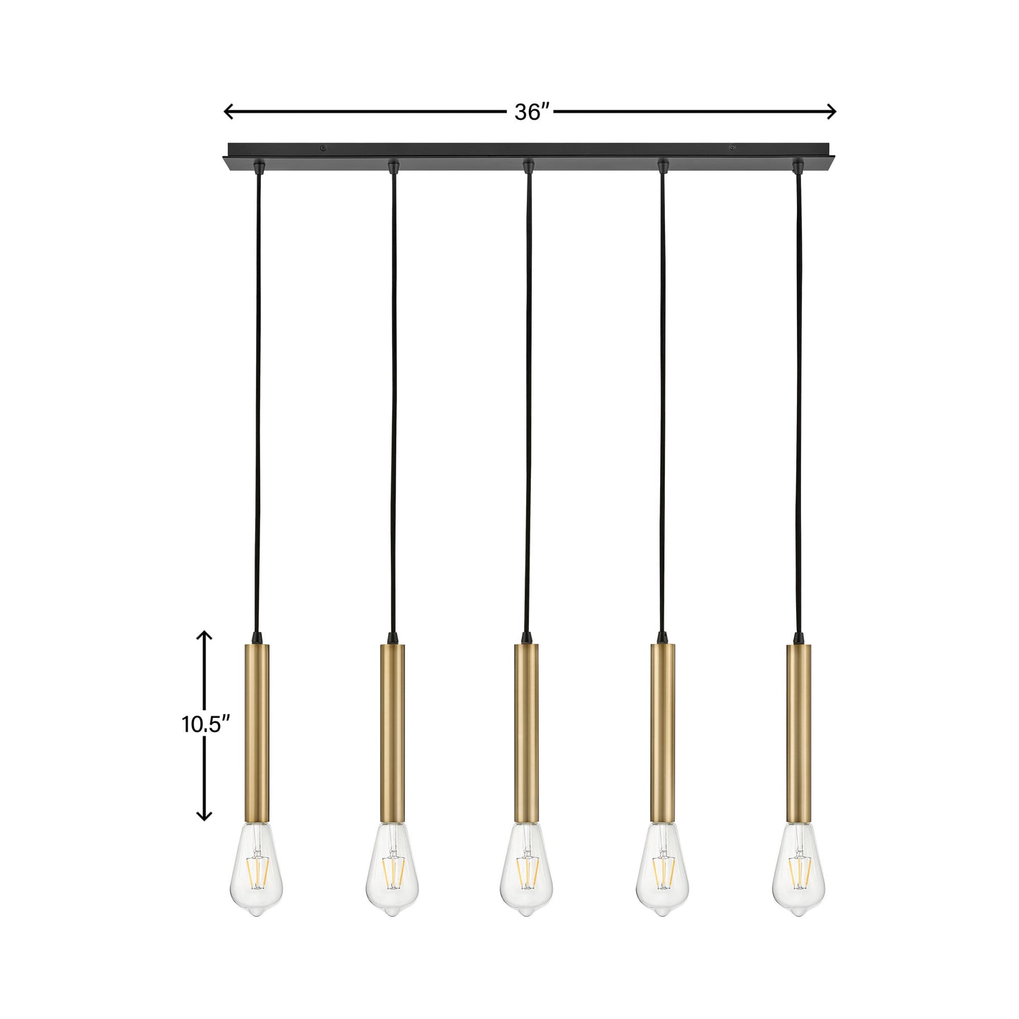 Bobbie Linear Pendant Light - line drawing.