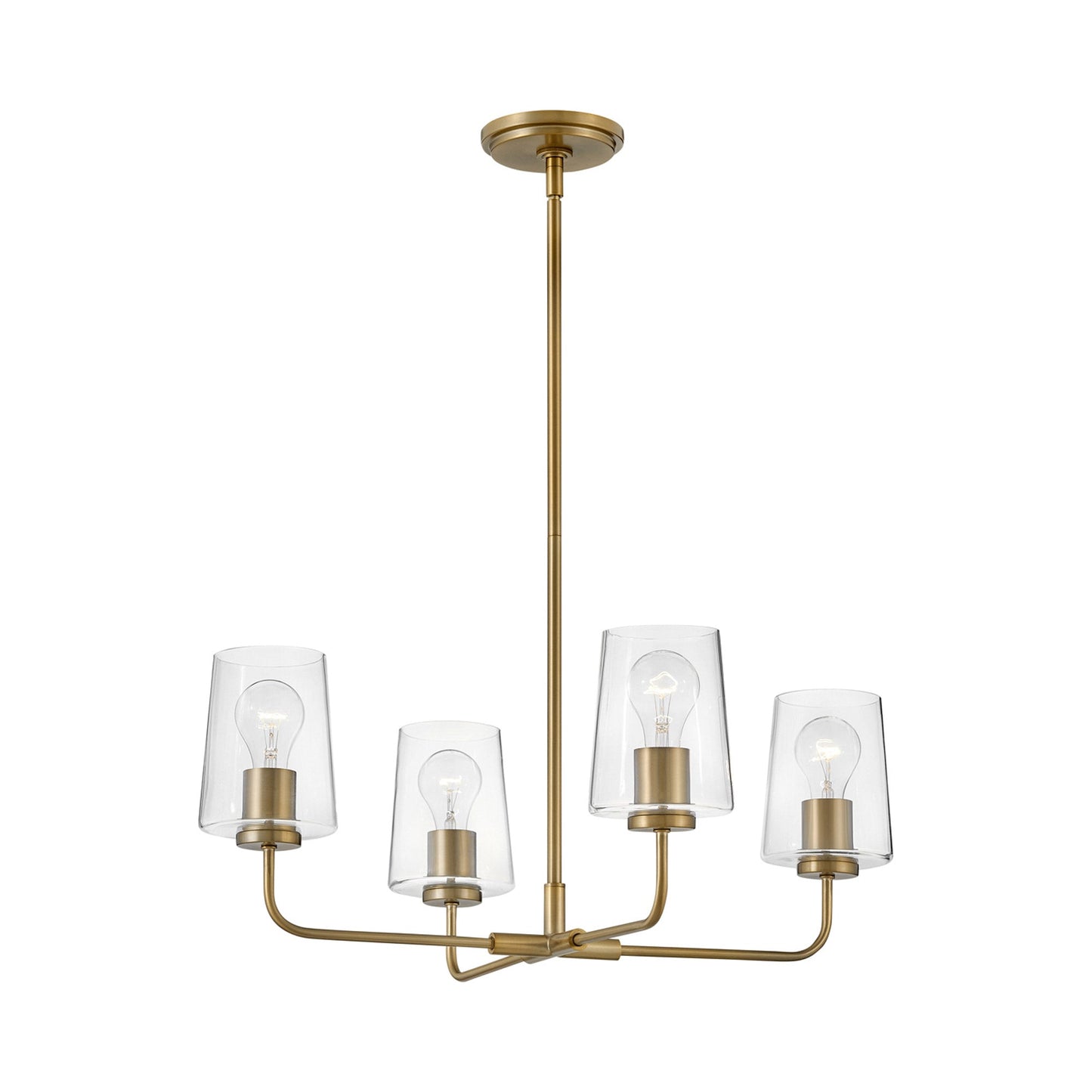 Kline Chandelier in Lacquered Brass.