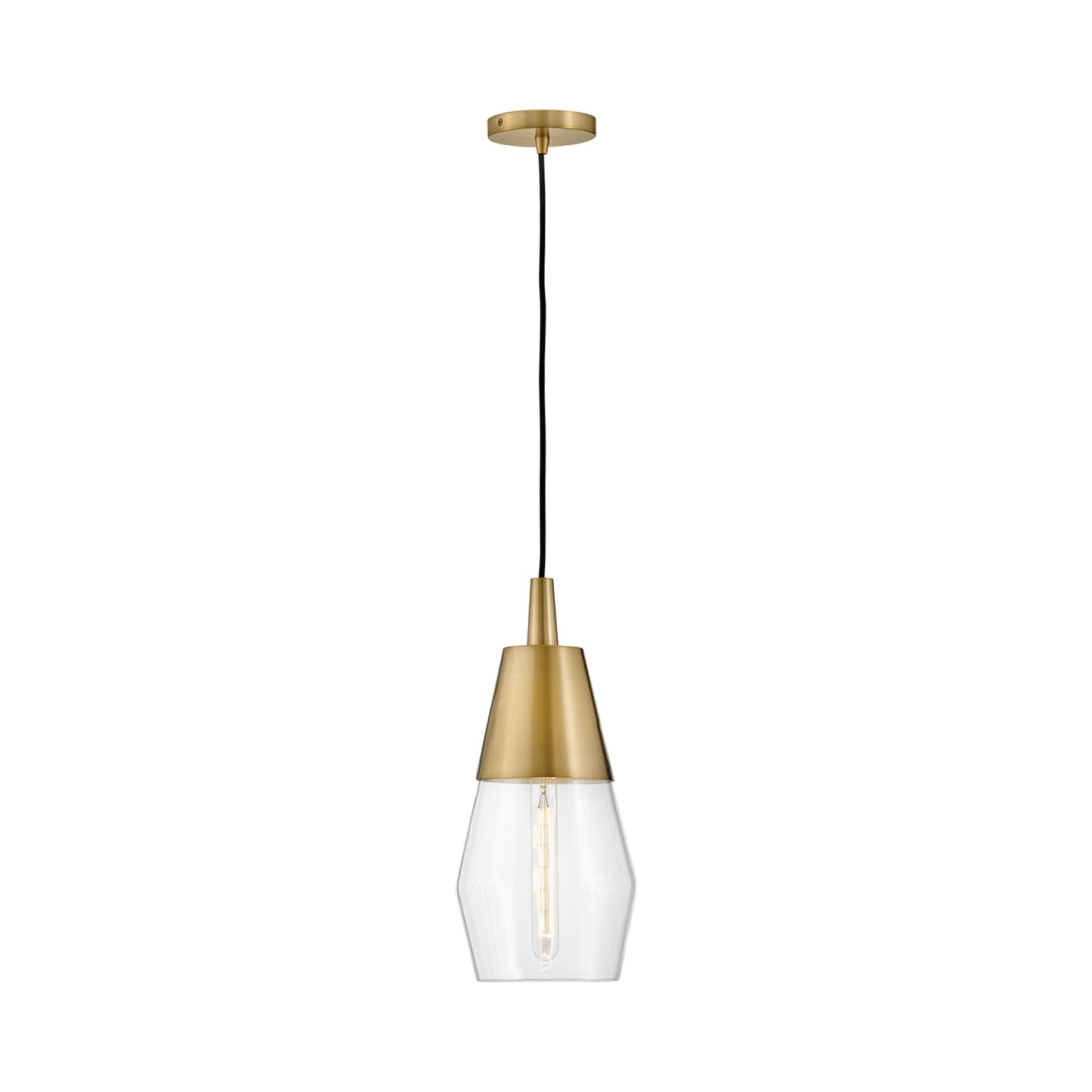 Livie Pendant Light in Lacquered Brass.