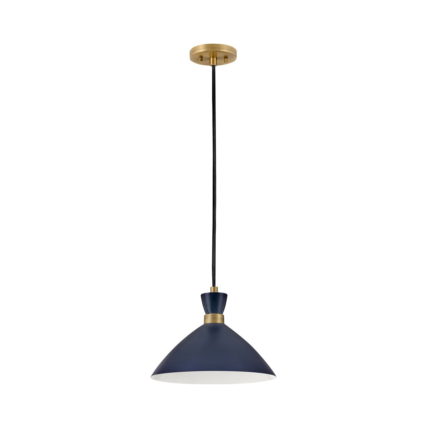 Simon Pendant Light in Matte Navy/Heritage Brass.