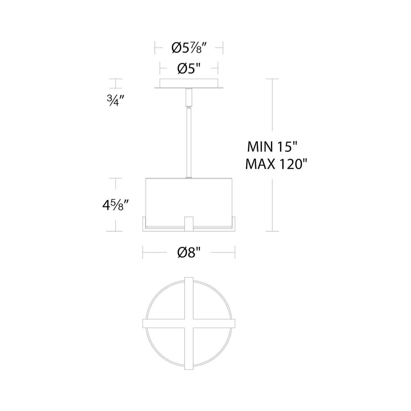 Laurel LED Mini Pendant Light - line drawing.