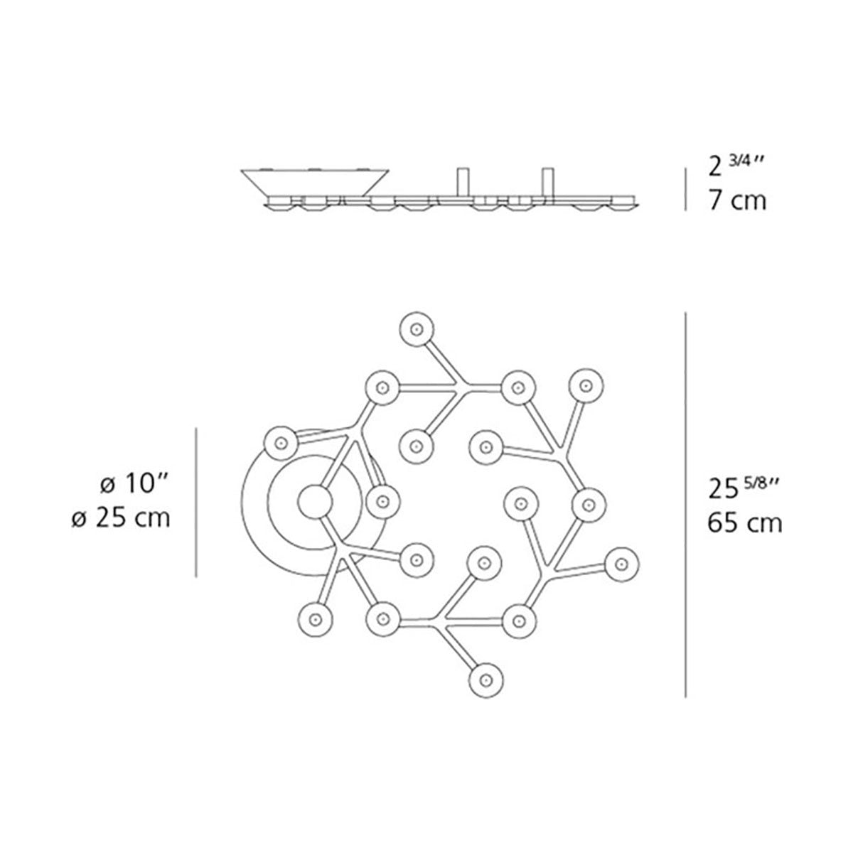 LED Net Circular Ceiling Light - line drawing.